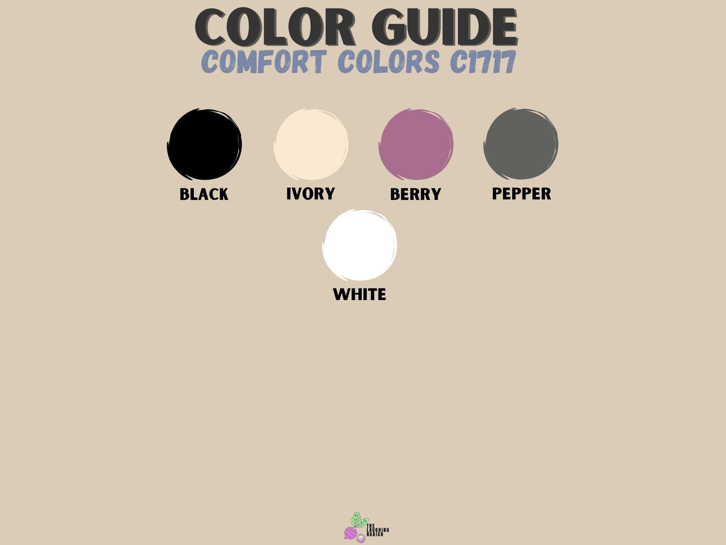 A color guide matching colors with shirt text options.