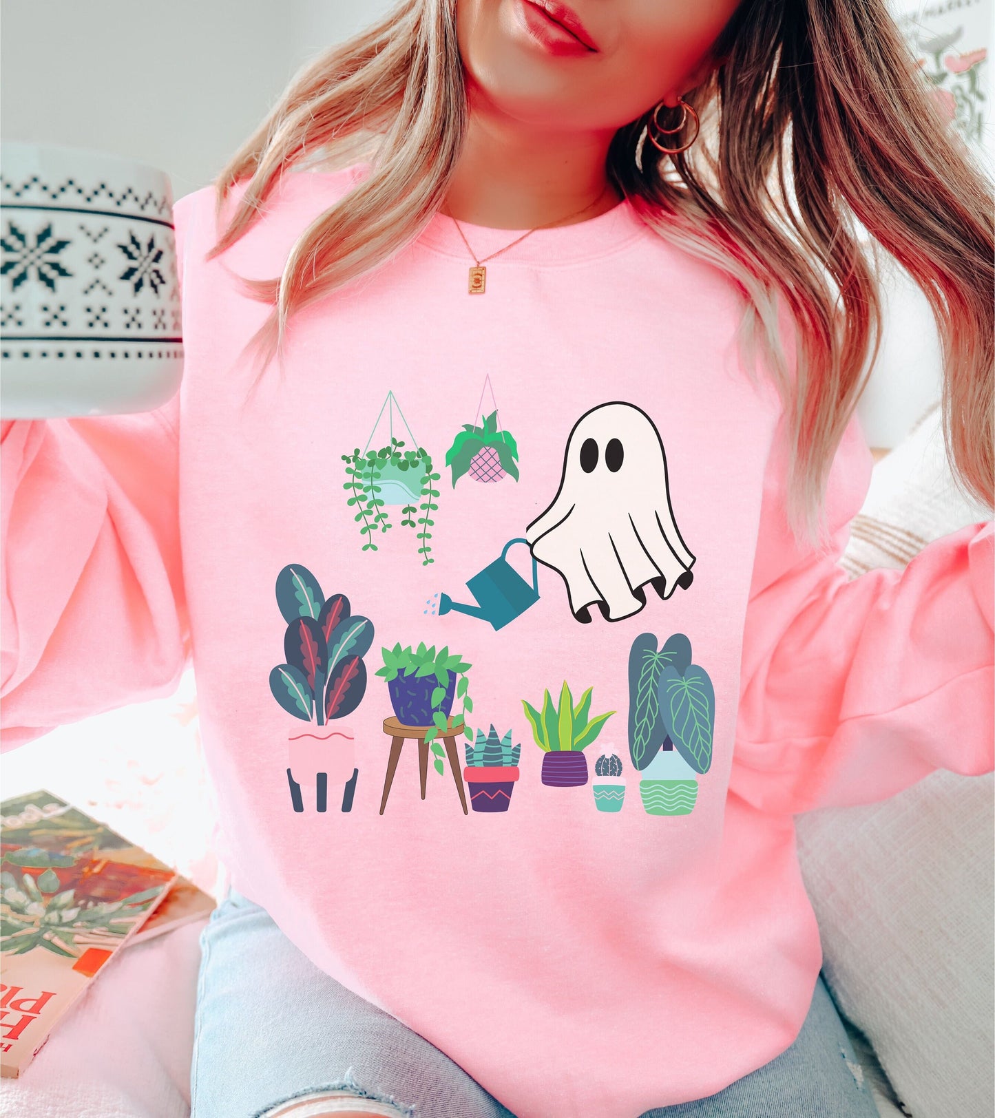 Ghost Watering Plants Sweatshirt, Halloween Plant Shirt, Plant Lover Gift, Autumn Plant Parent Sweater, Spooky Plants, Spooky Tee