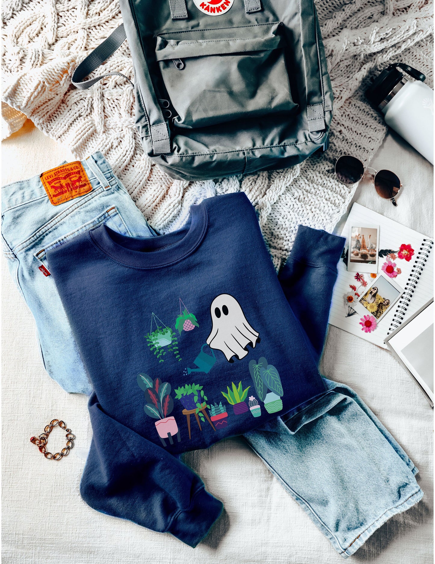 Ghost Watering Plants Sweatshirt, Halloween Plant Shirt, Plant Lover Gift, Autumn Plant Parent Sweater, Spooky Plants, Spooky Tee