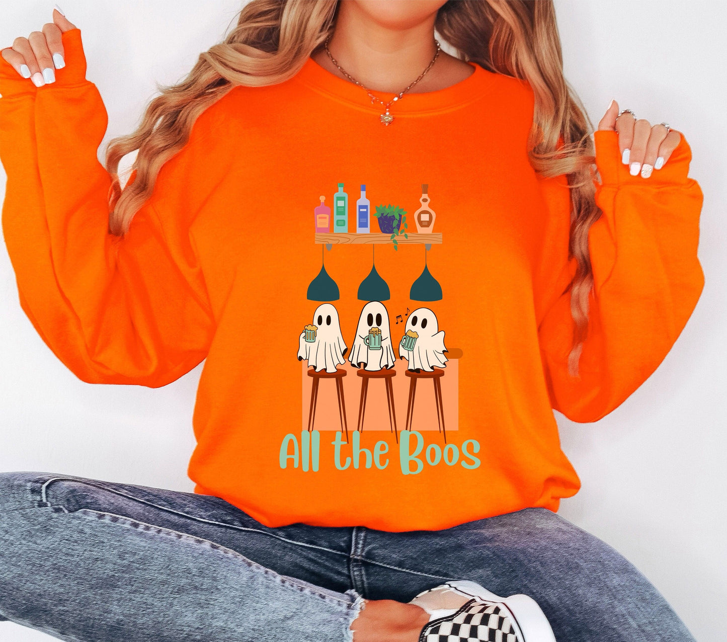 Ghosts Drinking Beer Sweatshirt, Boos Sweatshirt, Booze Halloween Sweater, Bartender Halloween Tee, Alcohol Ghosts Tee, Halloween Gift