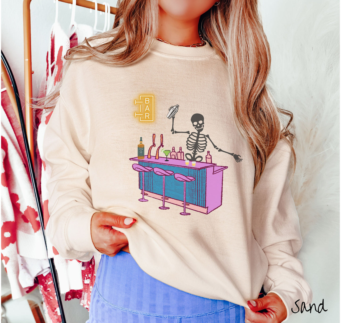 Skeleton Bartender Sweatshirt, Cocktail Sweater, Halloween Bartender Tee, Mixologist Shirt, Alcohol T-Shirt, Spooky Cocktail