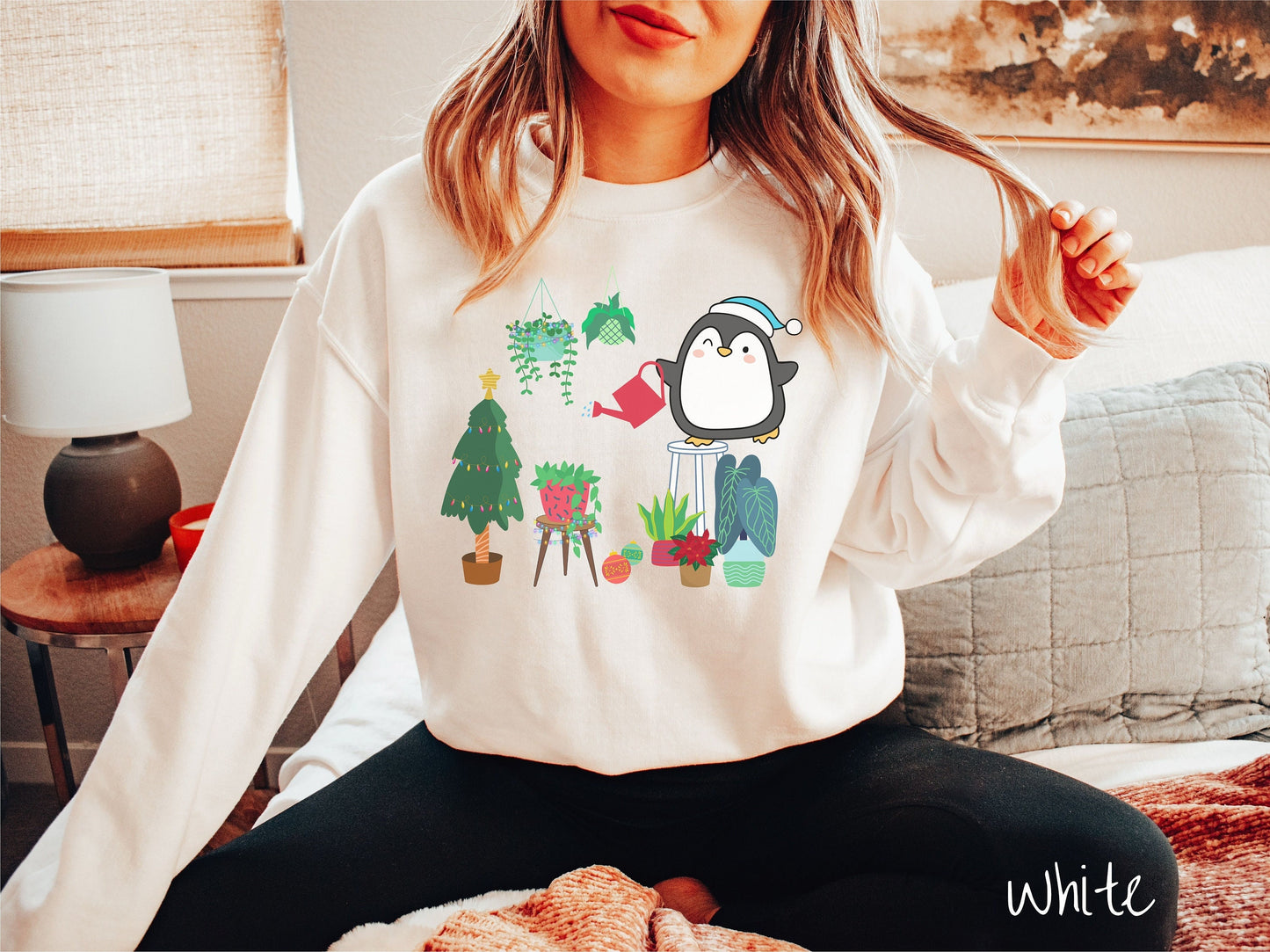 Christmas Penguin Watering Plants Sweatshirt, Christmas Plants Shirt, Plant Parent Gift Penguins Tree Shirt, Holiday Plants, Watering Plants
