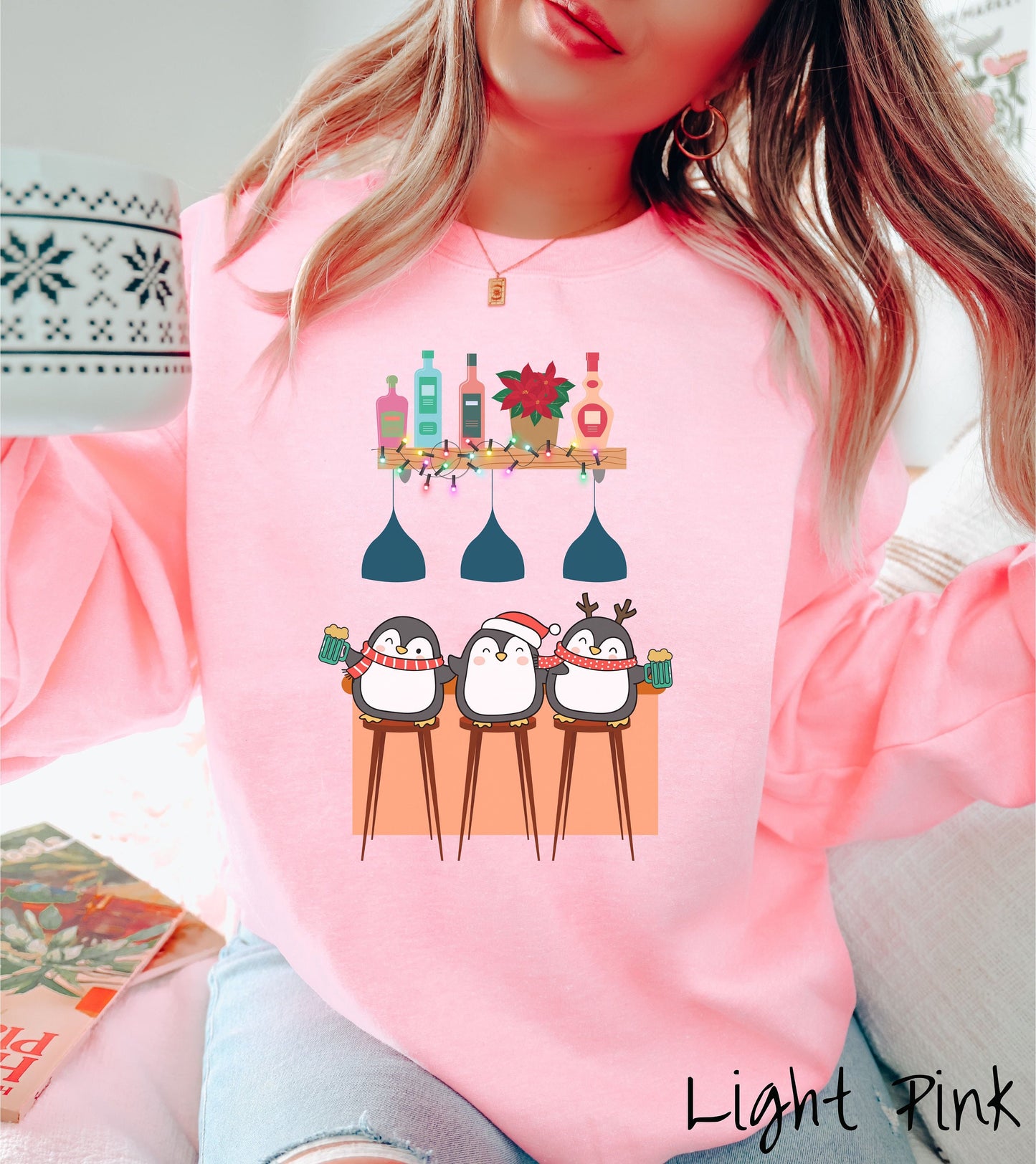 Christmas Penguins Drinking Beer Sweatshirt, Christmas Bar Shirt, Christmas Drinks Holiday Bartender, Penguins Beer Shirt, Holiday Liquor