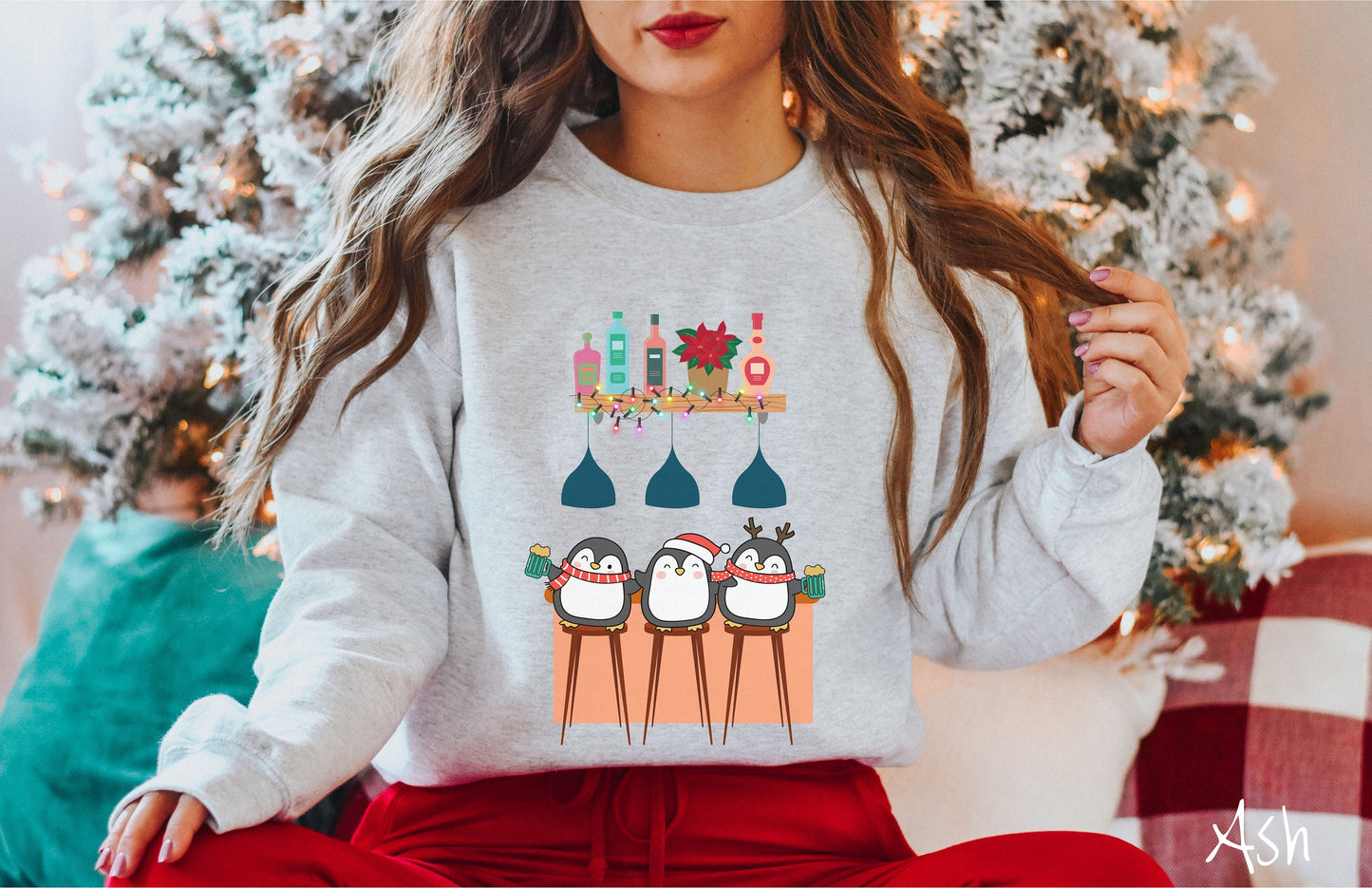 Christmas Penguins Drinking Beer Sweatshirt, Christmas Bar Shirt, Christmas Drinks Holiday Bartender, Penguins Beer Shirt, Holiday Liquor