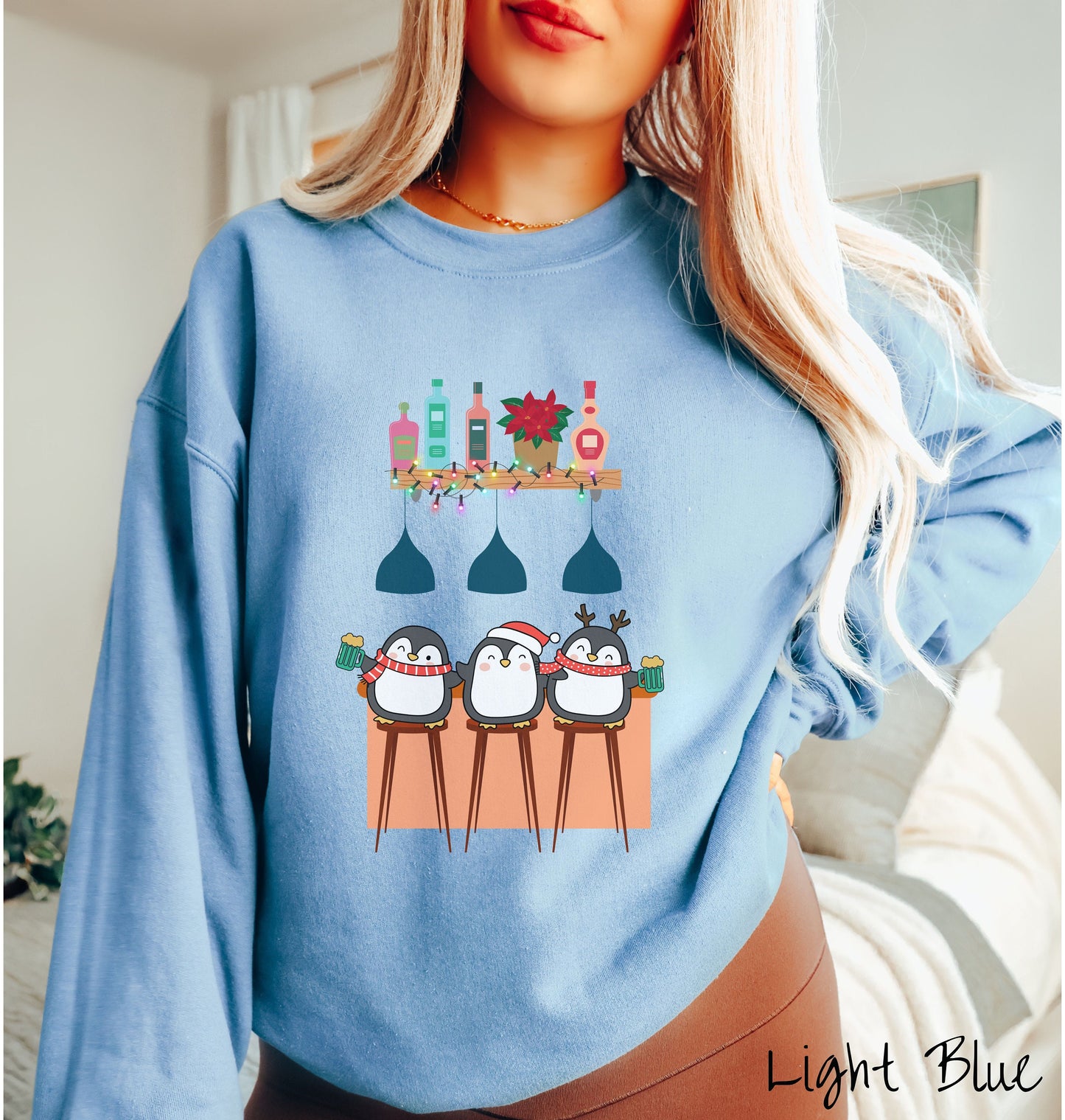 Christmas Penguins Drinking Beer Sweatshirt, Christmas Bar Shirt, Christmas Drinks Holiday Bartender, Penguins Beer Shirt, Holiday Liquor