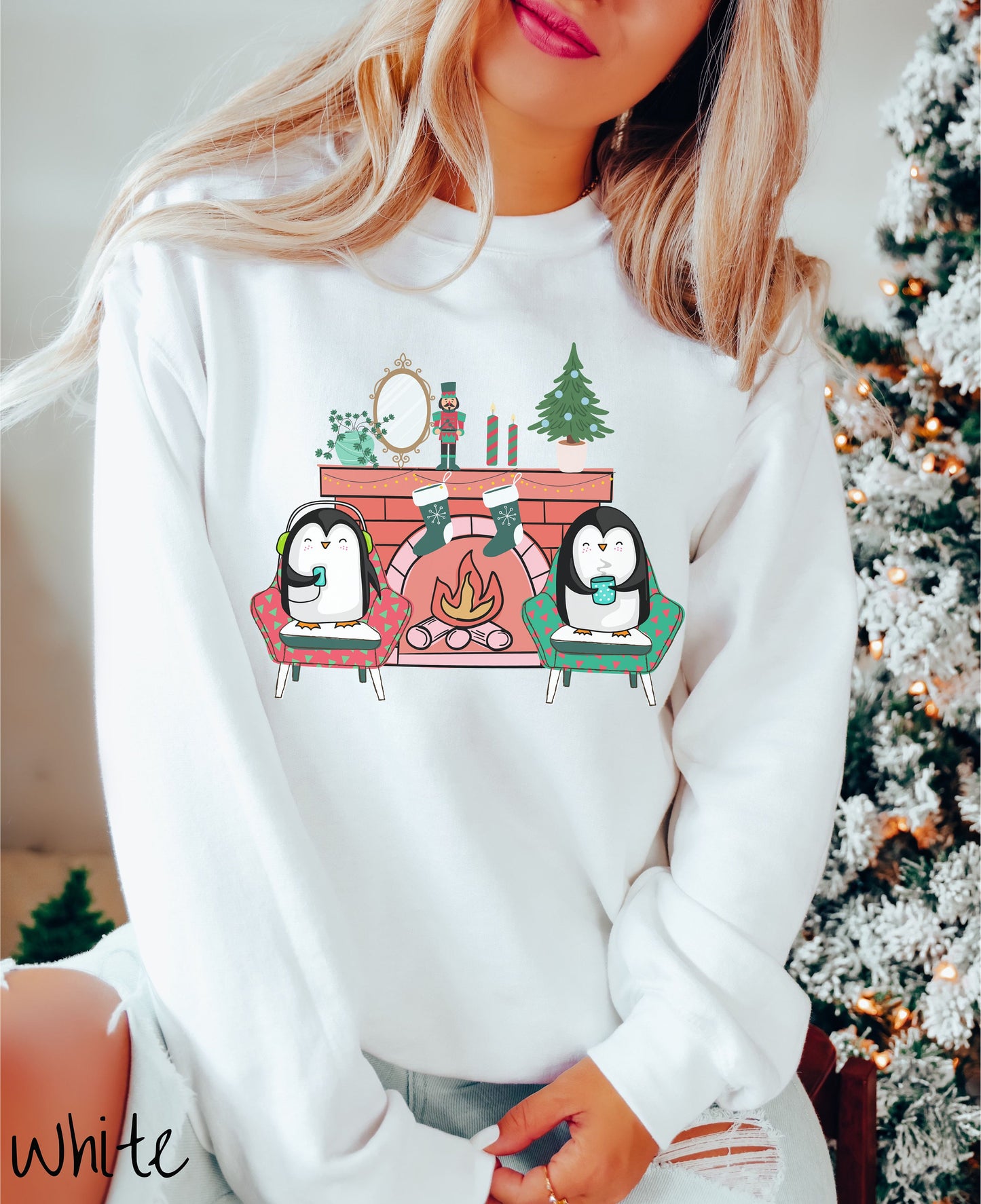 Cozy Christmas Fireplace Penguins, Christmas Penguins Tee, Christmas Coffee, Holiday Stockings, Cute Christmas, Cozy Christmas