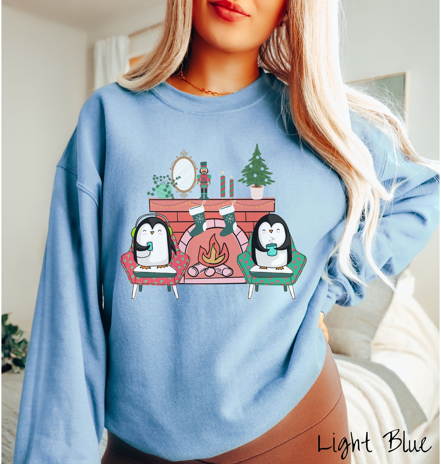 Cozy Christmas Fireplace Penguins, Christmas Penguins Tee, Christmas Coffee, Holiday Stockings, Cute Christmas, Cozy Christmas