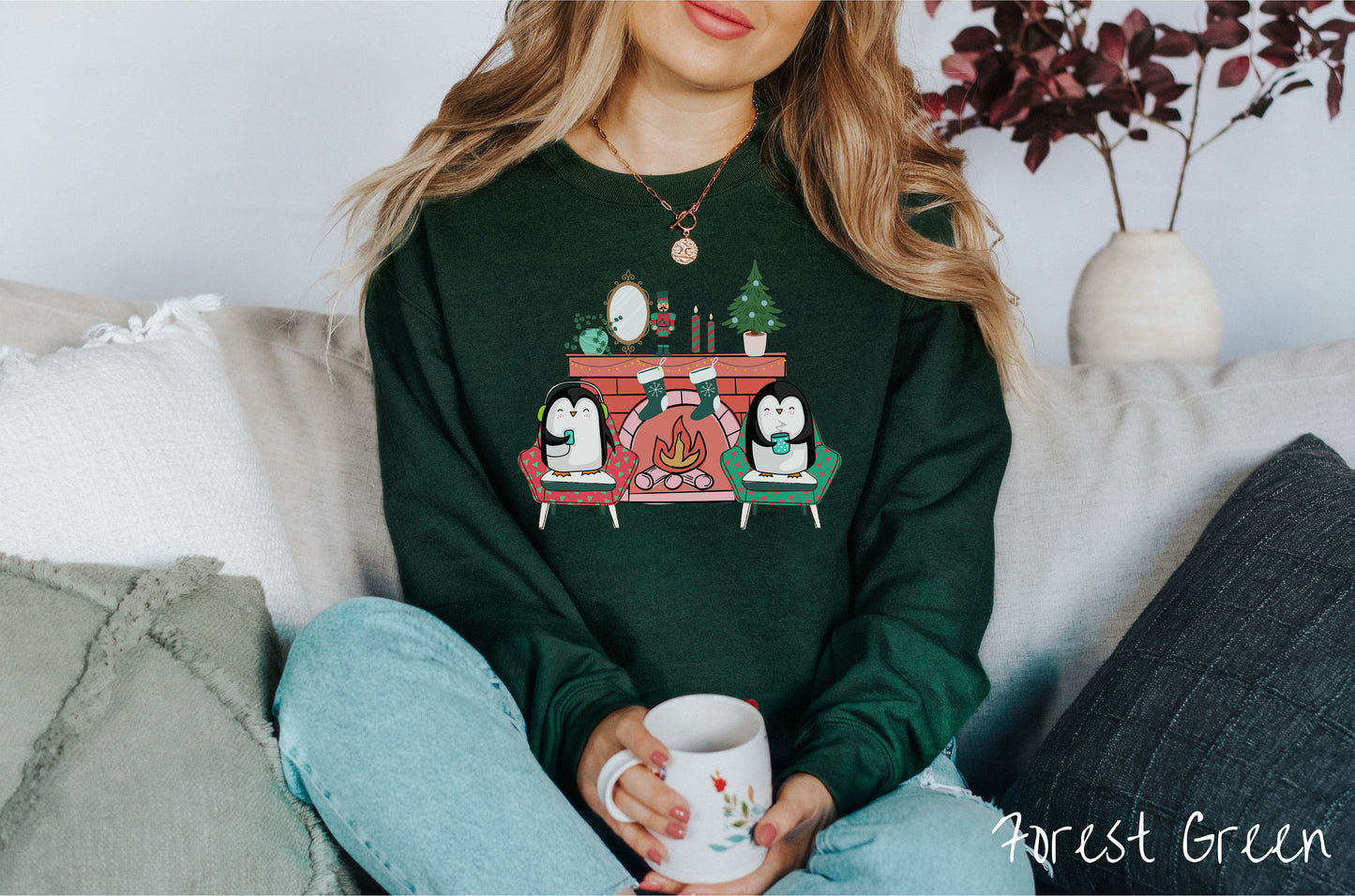 Cozy Christmas Fireplace Penguins, Christmas Penguins Tee, Christmas Coffee, Holiday Stockings, Cute Christmas, Cozy Christmas