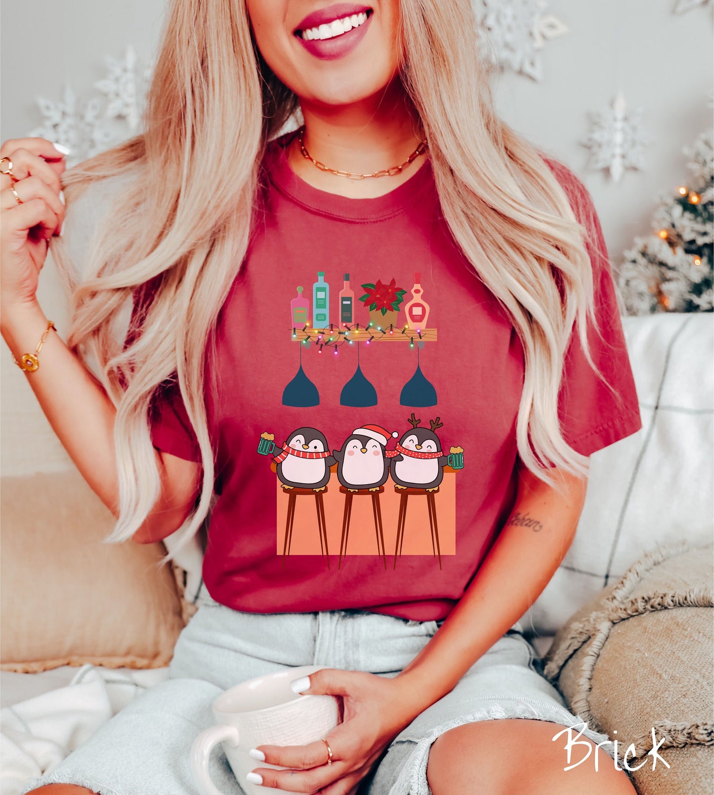 Comfort Colors Shirt, Christmas Penguins Tee, Christmas Bar Shirt, Christmas Drinks Holiday Bartender, Penguins Beer Shirt, Holiday Liquor