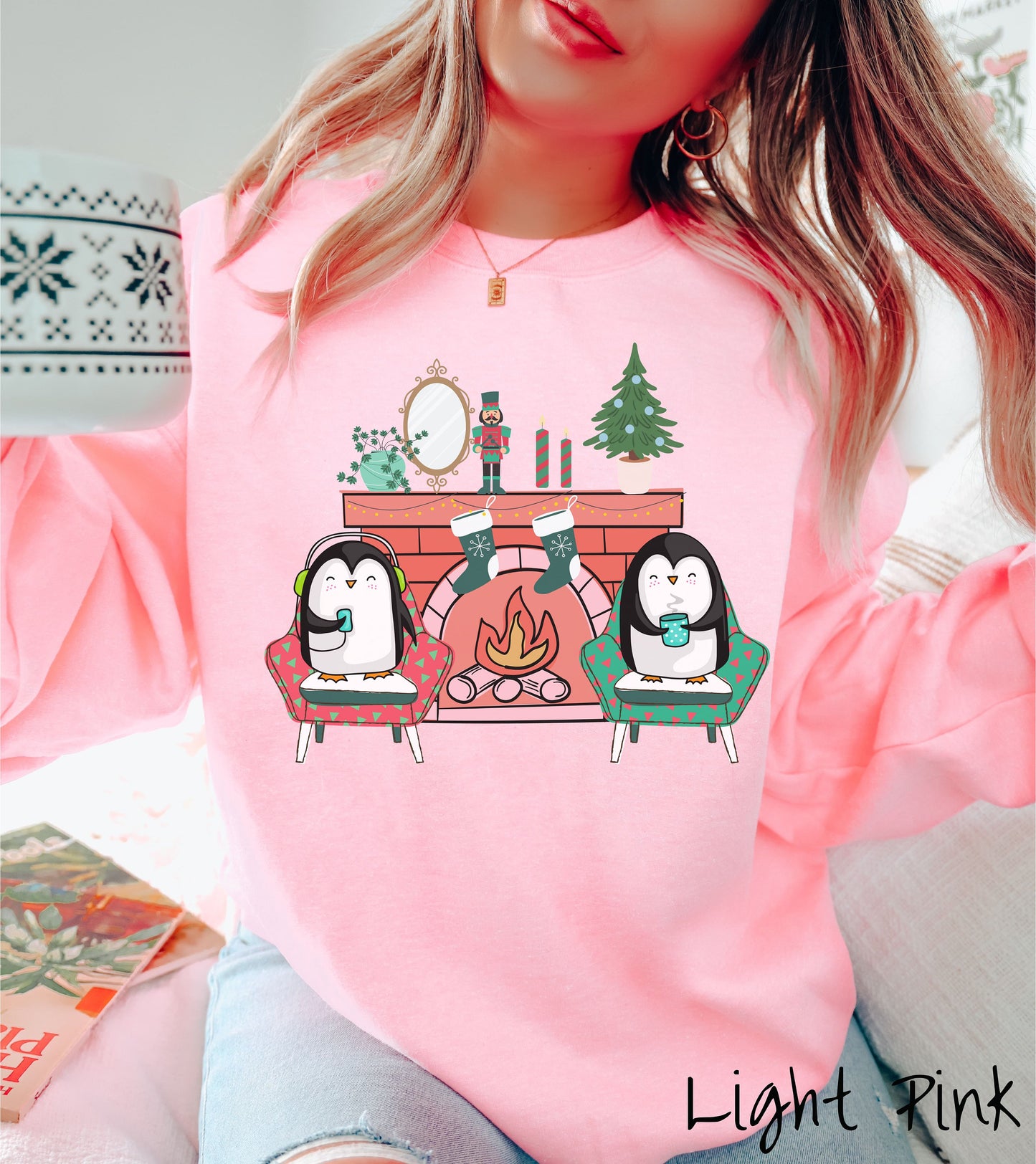 Cozy Christmas Fireplace Penguins, Christmas Penguins Tee, Christmas Coffee, Holiday Stockings, Cute Christmas, Cozy Christmas