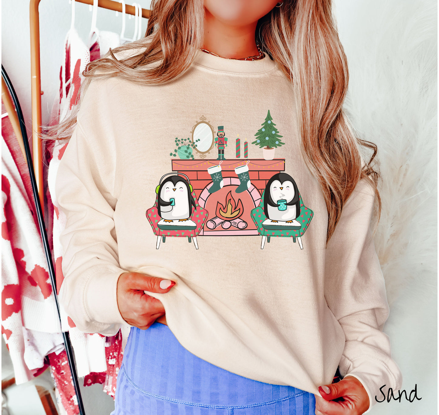 Cozy Christmas Fireplace Penguins, Christmas Penguins Tee, Christmas Coffee, Holiday Stockings, Cute Christmas, Cozy Christmas