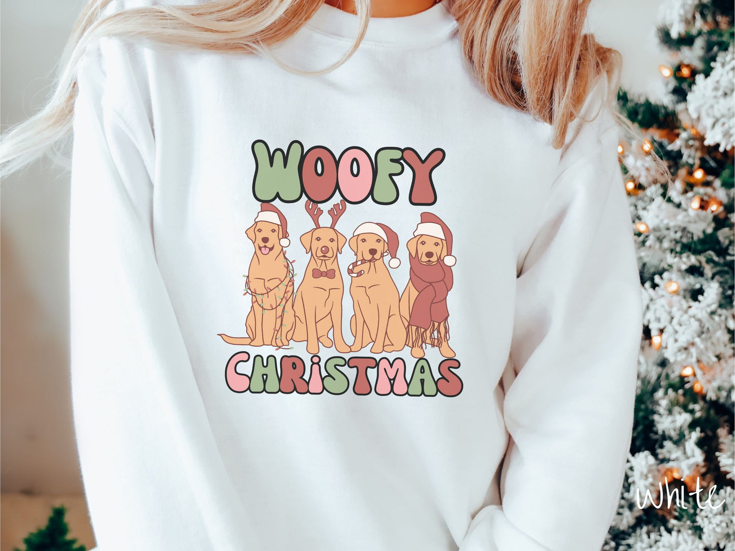 Woofy Christmas Sweatshirt, Cozy Dog Christmas Sweater, Funny Puppy Shirt, Retro Christmas Sweater, Dog Mom Gift, Vintage Dogs Holiday Shirt