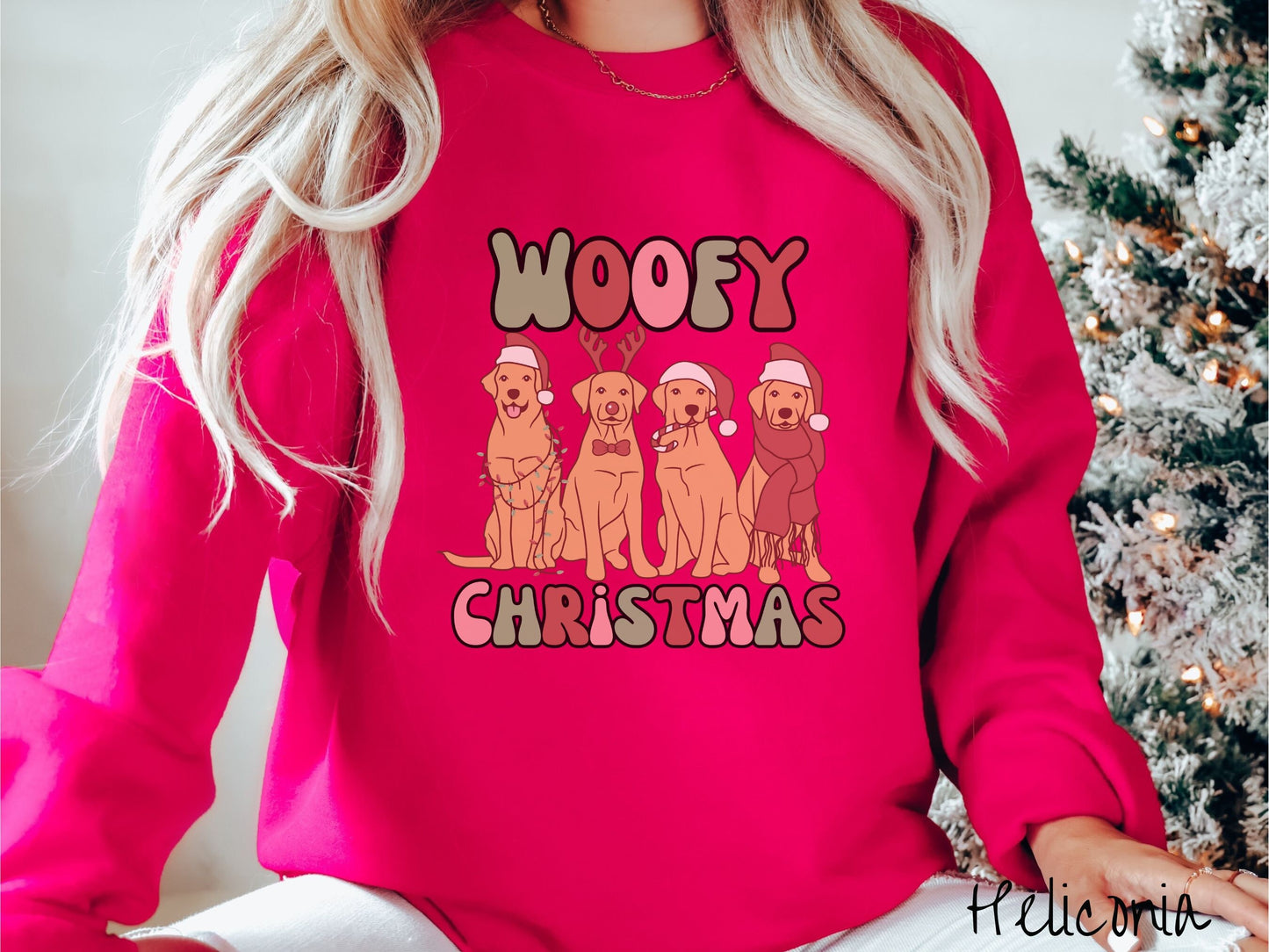 Woofy Christmas Sweatshirt, Cozy Dog Christmas Sweater, Funny Puppy Shirt, Retro Christmas Sweater, Dog Mom Gift, Vintage Dogs Holiday Shirt