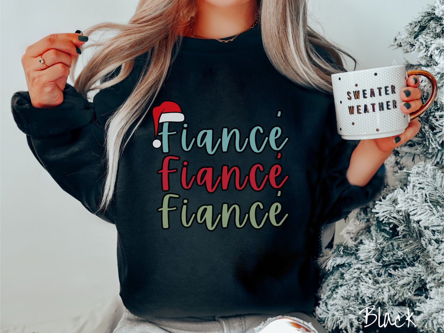 Christmas Fiance Sweatshirt, Cozy Christmas Engaged Sweater, Fiance Shirt, Retro Engagement Shirt, Ugly Christmas Vintage