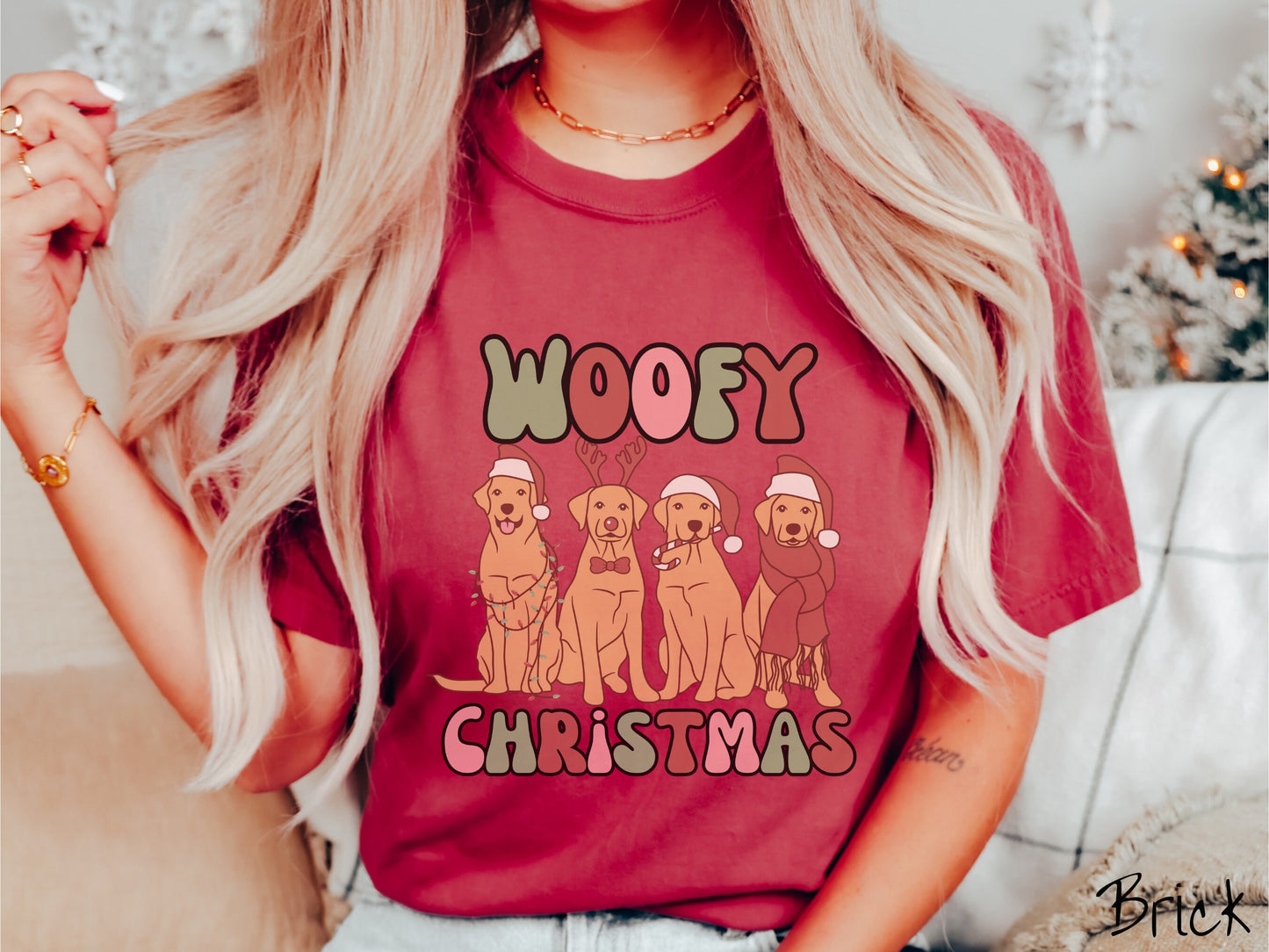 Comfort Colors Shirt, Woofy Christmas Tee, Dog Christmas Shirt, Holiday Tee, Dog Lover Gift, Dogs in Santa Hats, Christmas Puppies