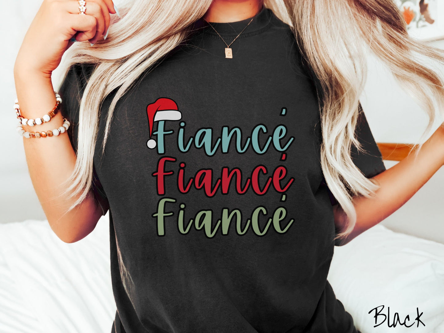 Comfort Colors Shirt, Christmas Fiance Shirt, Holiday Enagement Shirt, New Bride Tee, Engaged Shirt, Retro Fiance Shirt, Santa Fiance