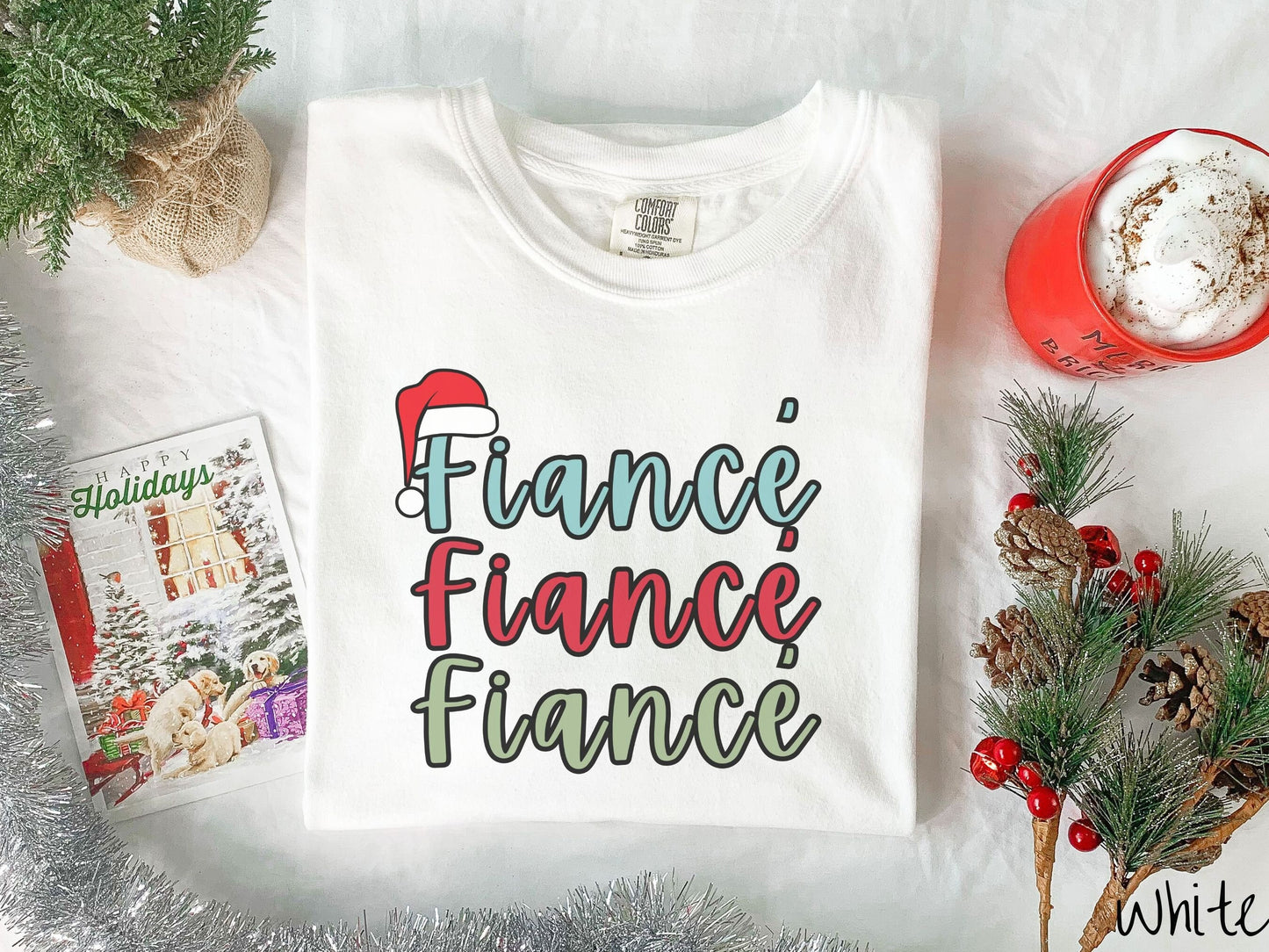 Comfort Colors Shirt, Christmas Fiance Shirt, Holiday Enagement Shirt, New Bride Tee, Engaged Shirt, Retro Fiance Shirt, Santa Fiance