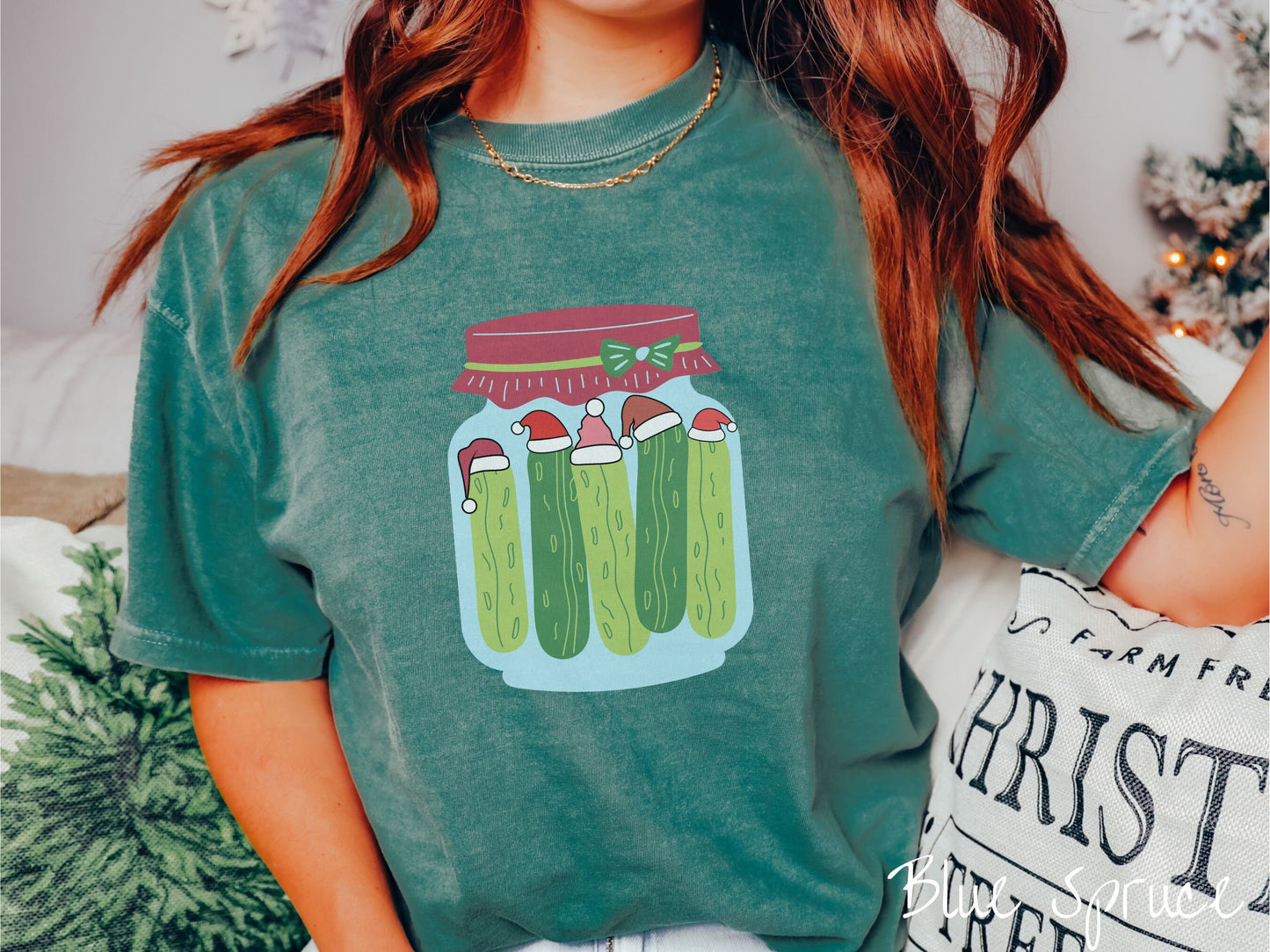 Comfort Colors Shirt, Funny Christmas Pickles Shirt, Dill Pickles Tee, Winter Foodie Shirt, Gift for Pickle Lover, Cozy Holiday