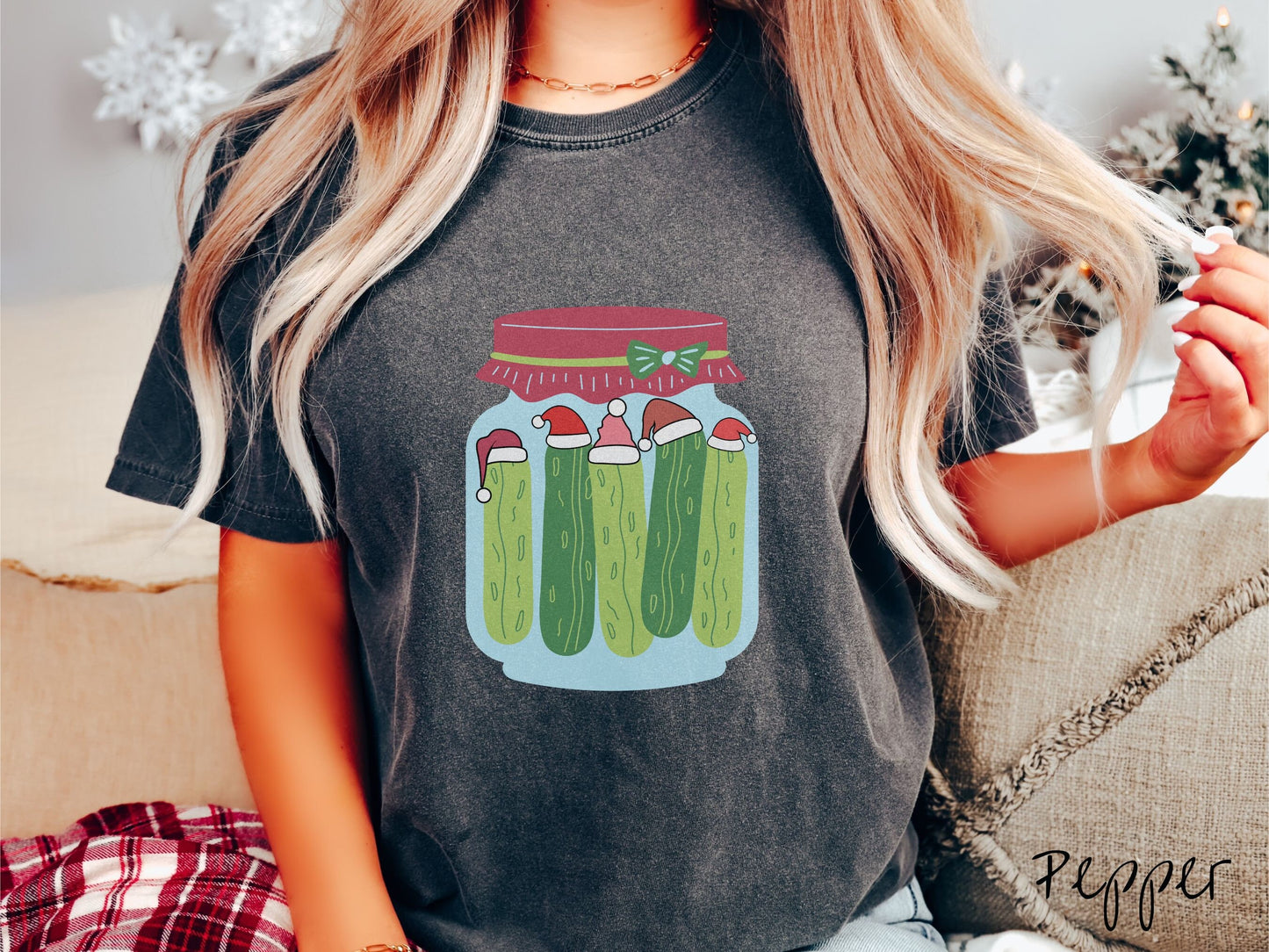 Comfort Colors Shirt, Funny Christmas Pickles Shirt, Dill Pickles Tee, Winter Foodie Shirt, Gift for Pickle Lover, Cozy Holiday