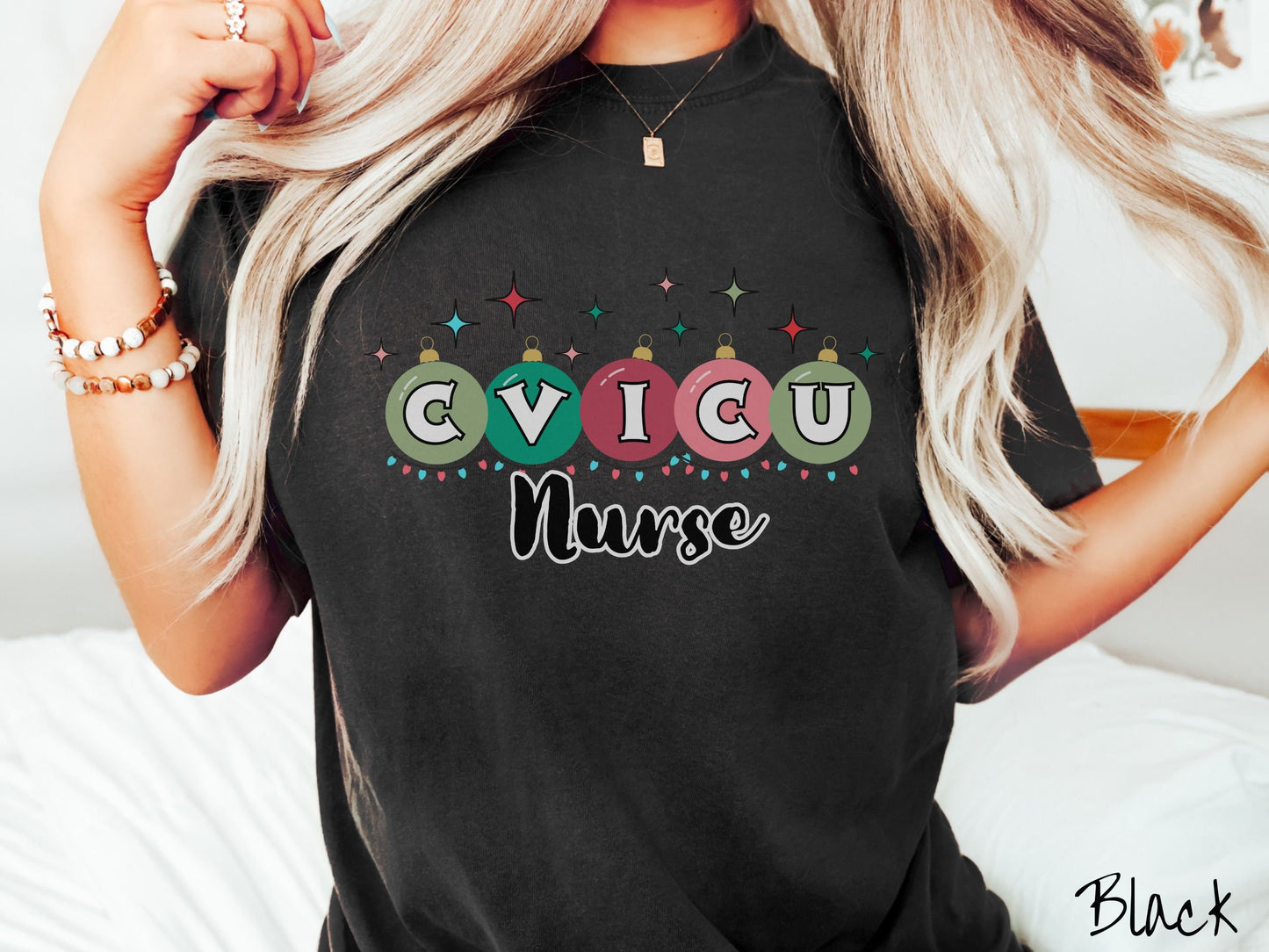 Comfort Colors Shirt, CVICU Nurse Christmas Shirt, Holiday Nurse Shirt, Cardio Christmas Shirt, Nursing Festive Tee, Nurse Gift