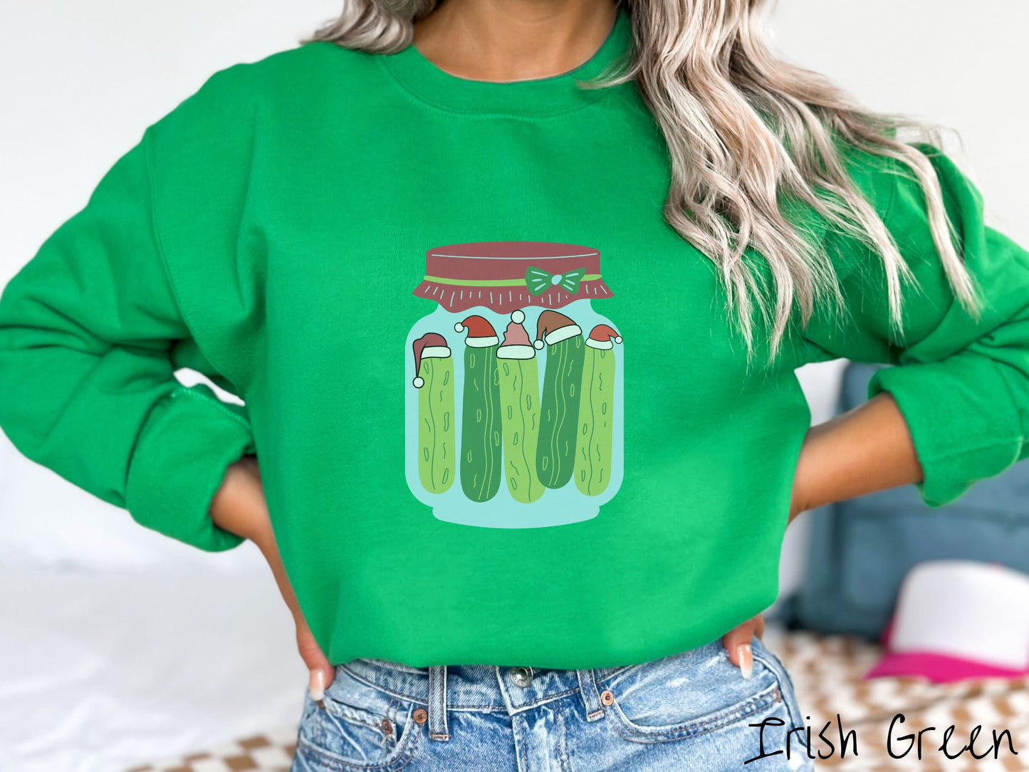 Christmas Pickles Sweatshirt, Cozy Christmas Dill Pickles Sweater, Funny Food Shirt, Retro Funny Christmas Sweater, Ugly Christmas Vintage