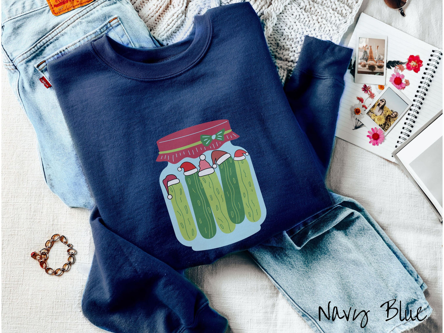 Christmas Pickles Sweatshirt, Cozy Christmas Dill Pickles Sweater, Funny Food Shirt, Retro Funny Christmas Sweater, Ugly Christmas Vintage