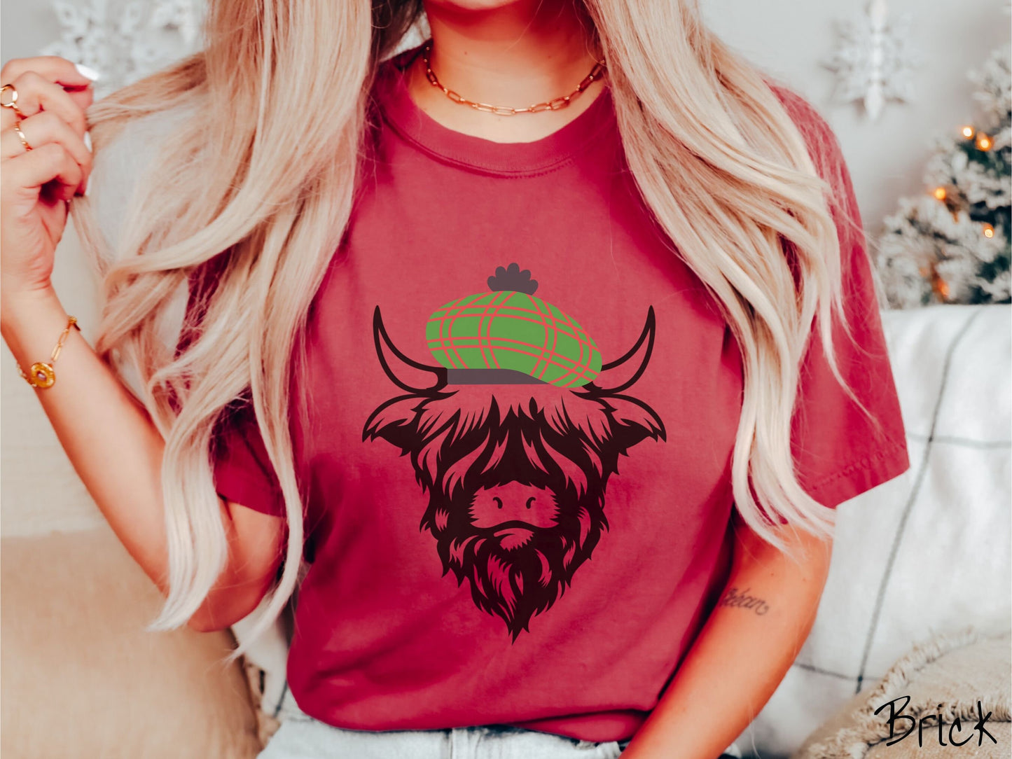 Comfort Colors Shirt, Christmas Highlander Cow Shirt, Scottish Christmas Shirt, Christmas Cow Tee, Cow Lover Gift, Wool Tam Christmas Shirt