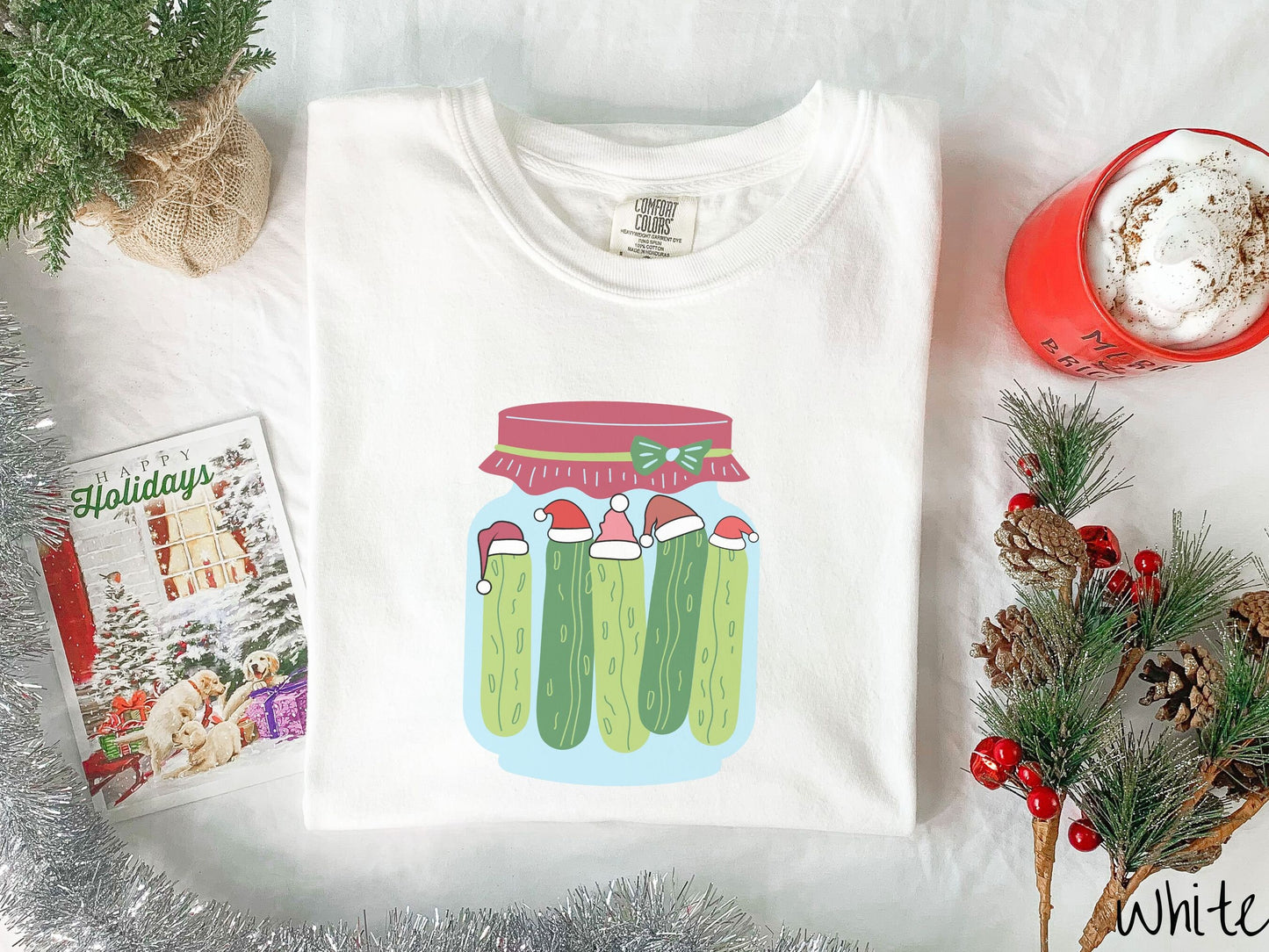 Comfort Colors Shirt, Funny Christmas Pickles Shirt, Dill Pickles Tee, Winter Foodie Shirt, Gift for Pickle Lover, Cozy Holiday