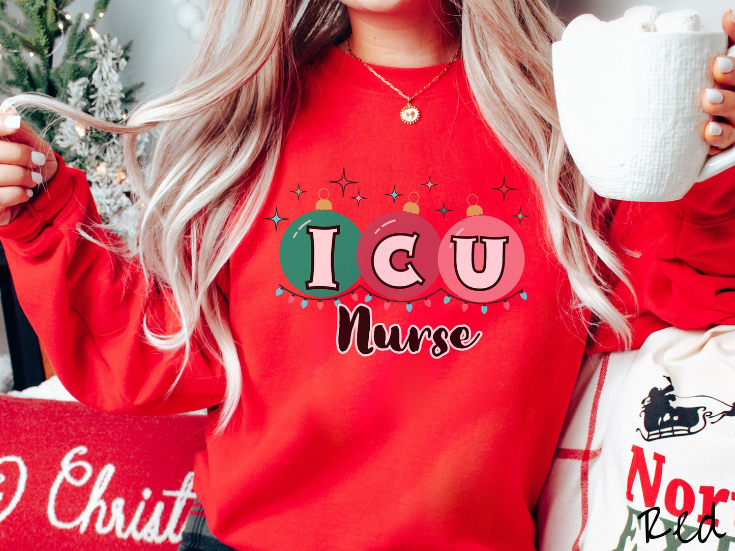 Christmas ICU Nurse Shirt, Nurse Festive Cozy Sweater, Cozy Nurse, Holiday icu nurse shirt, Nurse Gift, ICU Nurse Shirt, Intensive Care Tee