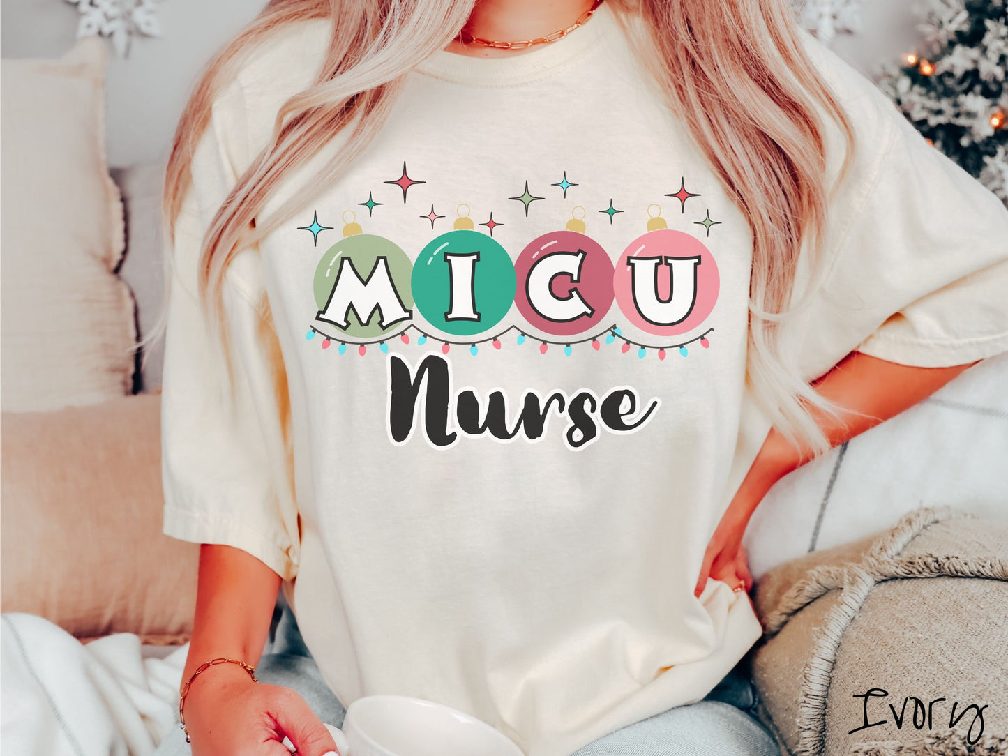 Comfort Colors Shirt, MICU Nurse Christmas Shirt, micu Shirt, Nurse Holiday, ICU Festive Tee, Intensive Care Christmas, Retro MICU Gift