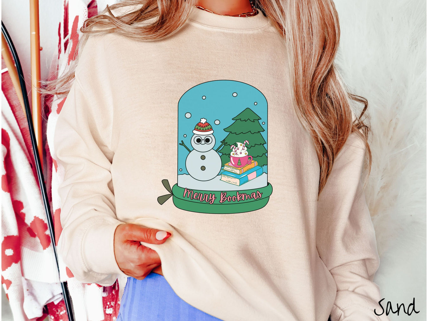 Merry Bookmas Christmas Sweatshirt, Snowman Shirt, Holiday Bookish Shirt, Christmas Coffee Tee, Cozy Sweatshirt, Christmas Books