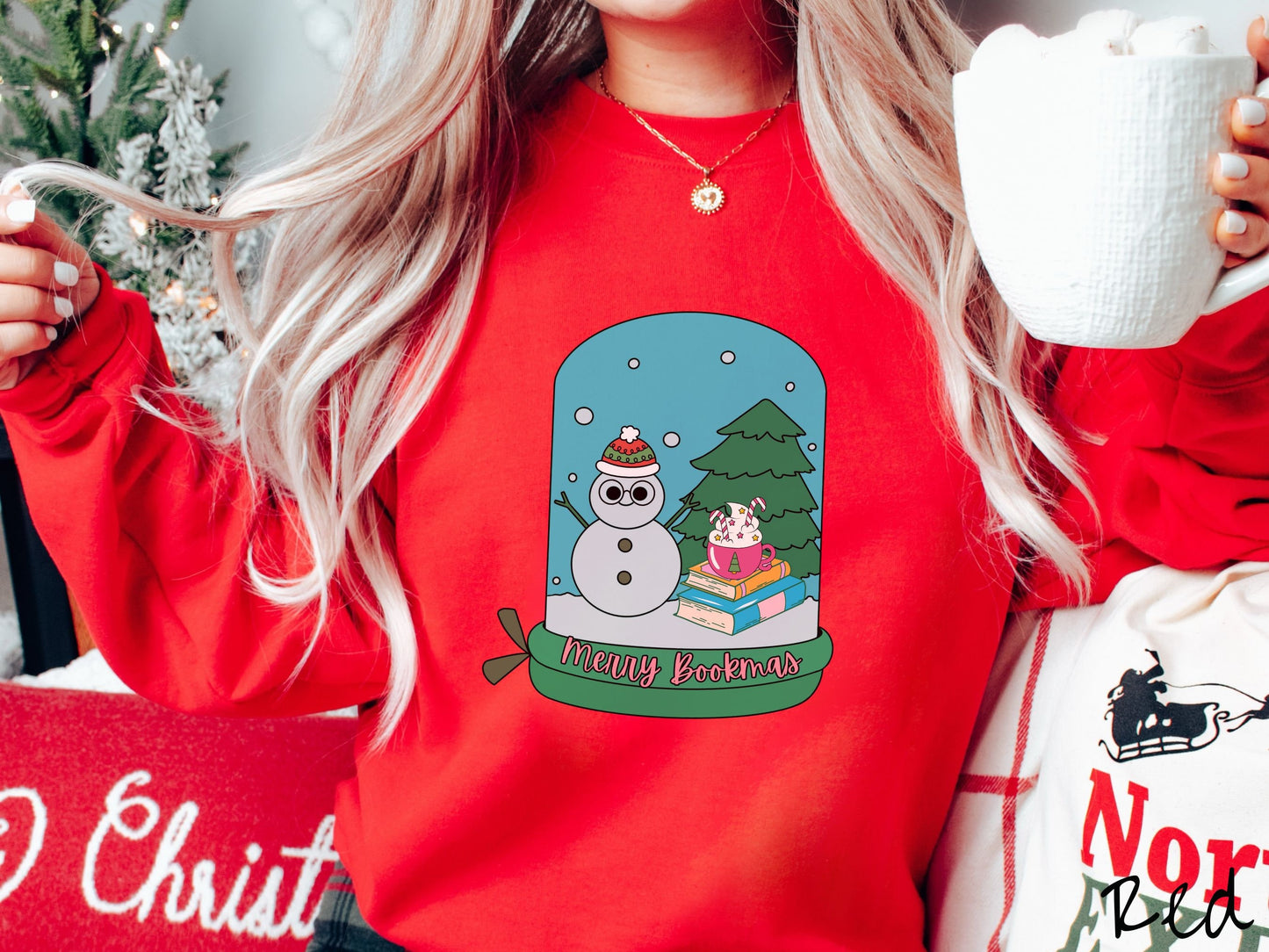 Merry Bookmas Christmas Sweatshirt, Snowman Shirt, Holiday Bookish Shirt, Christmas Coffee Tee, Cozy Sweatshirt, Christmas Books