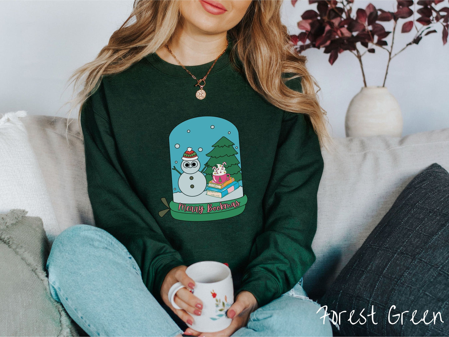 Merry Bookmas Christmas Sweatshirt, Snowman Shirt, Holiday Bookish Shirt, Christmas Coffee Tee, Cozy Sweatshirt, Christmas Books