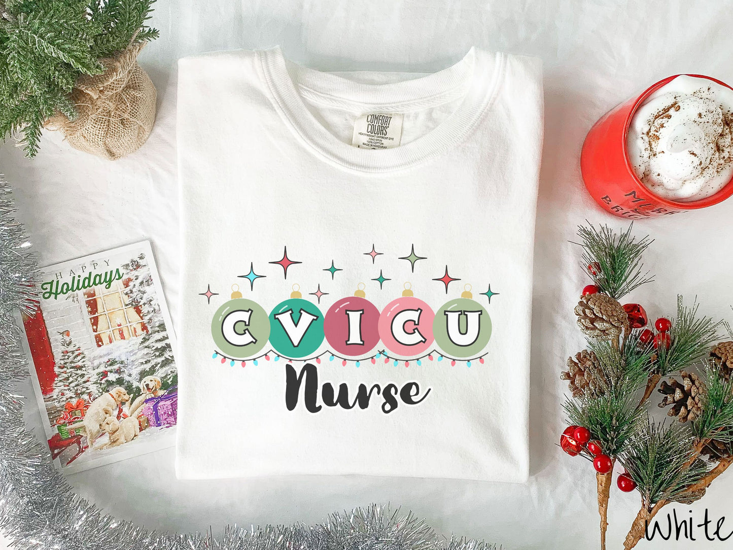 Comfort Colors Shirt, CVICU Nurse Christmas Shirt, Holiday Nurse Shirt, Cardio Christmas Shirt, Nursing Festive Tee, Nurse Gift