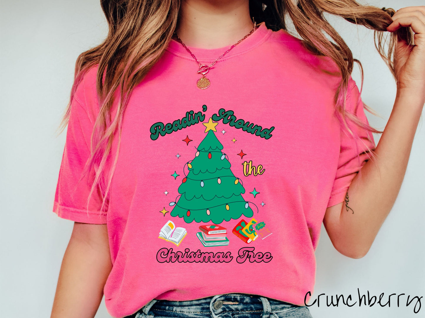 Comfort Colors Shirt, Reading Around the Christmas Tree, Bookish Christmas, Reading Holiday Shirt, Book Lover Gift, Festive Book Shirt