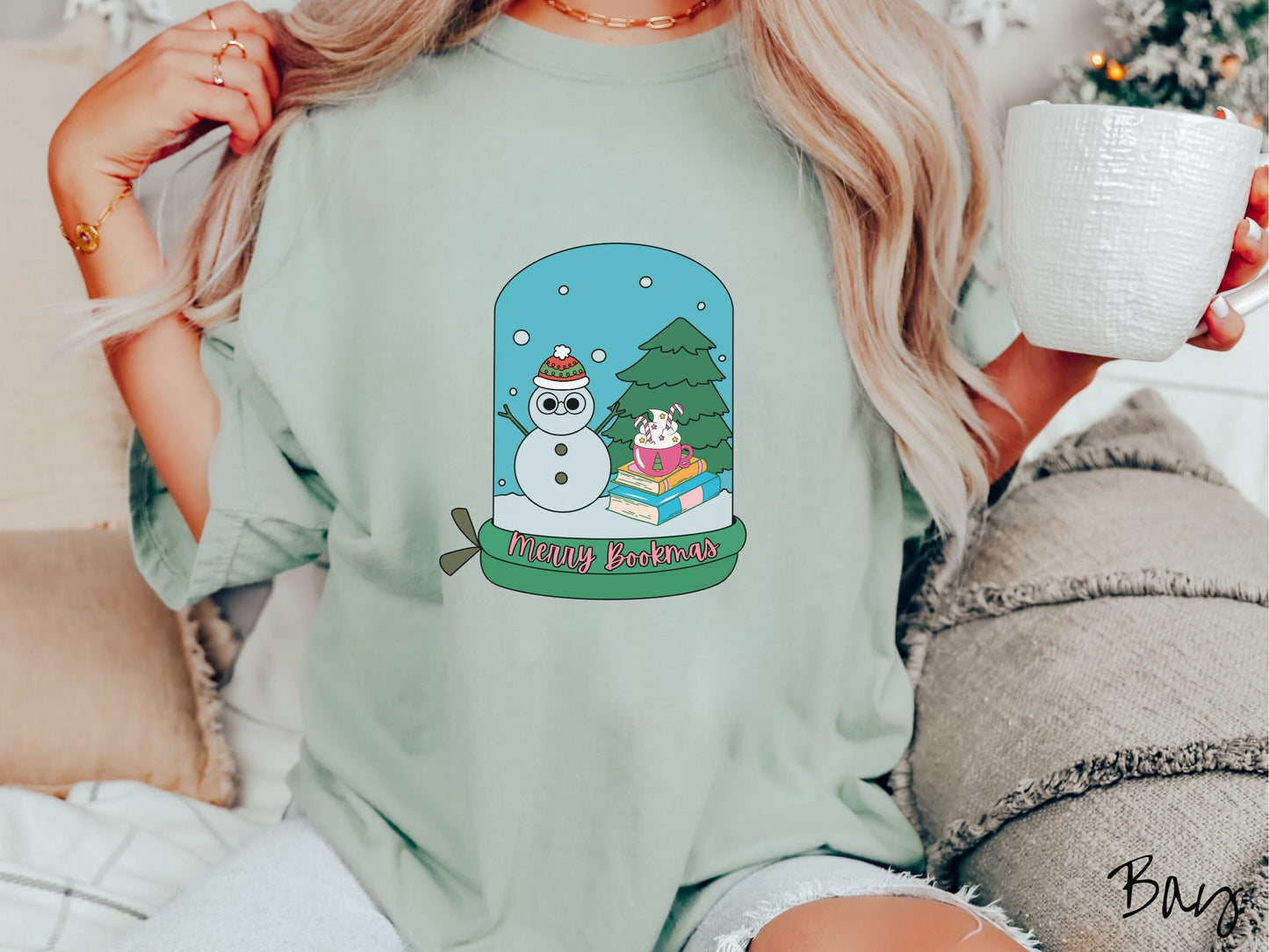 Comfort Colors Shirt, Merry Bookmas Shirt, Bookish Christmas Shirt, Book Lovers Holiday Tee, Retro Book Tee, Snowman Book, Coffee Shirt