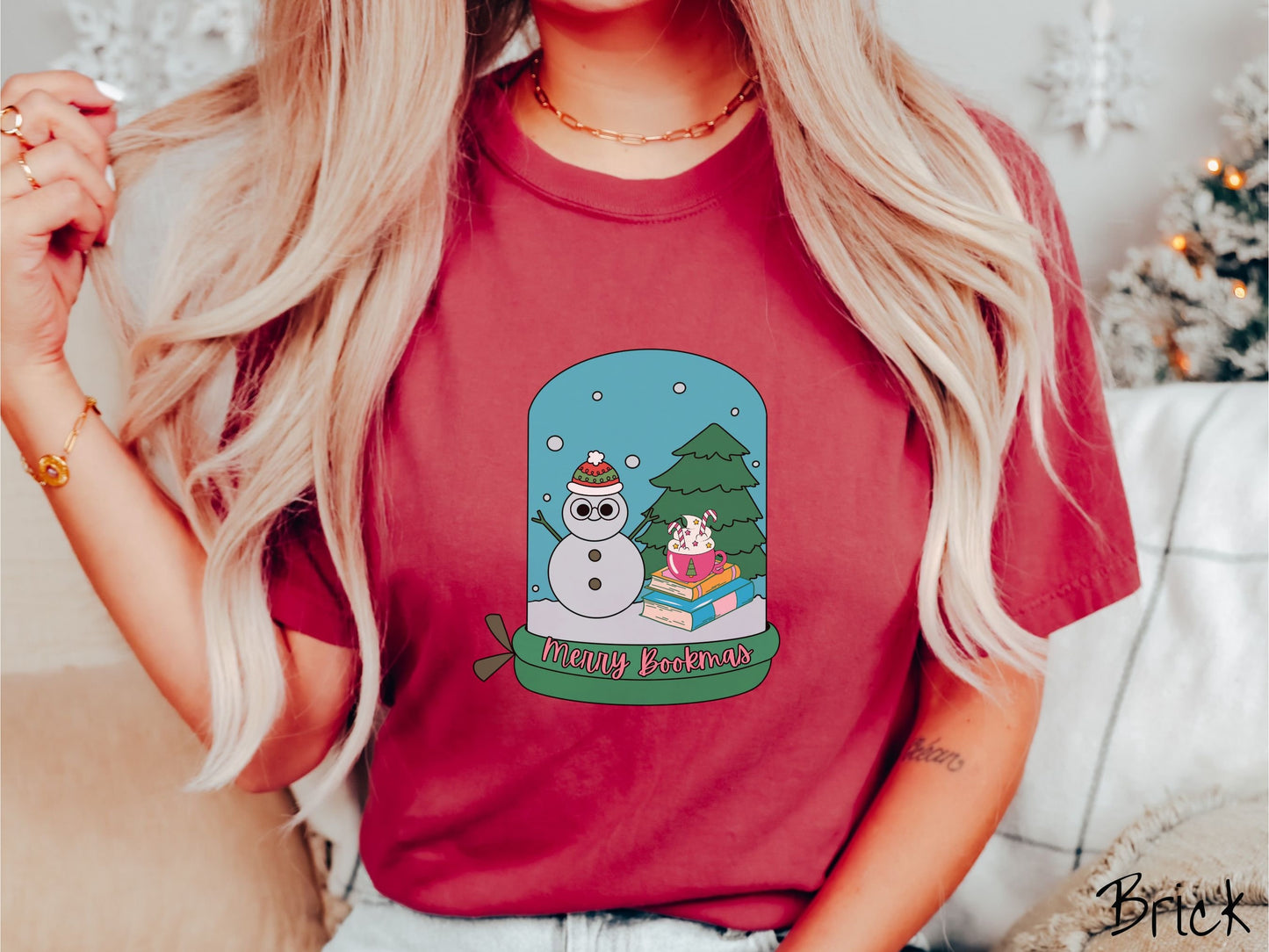 Comfort Colors Shirt, Merry Bookmas Shirt, Bookish Christmas Shirt, Book Lovers Holiday Tee, Retro Book Tee, Snowman Book, Coffee Shirt