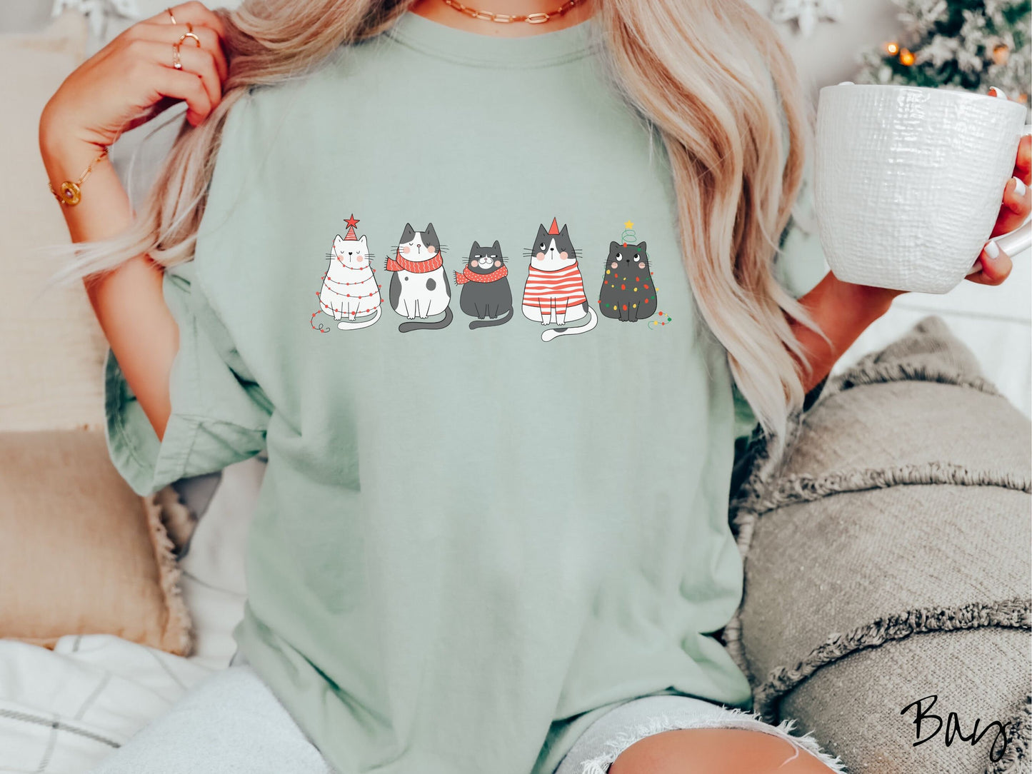 Comfort Colors Shirt, Christmas Cats, Funny Holiday Cats, Kitty Christmas, Cat Lovers Shirt, Cats in Santa Hats Tee, Retro Christmas