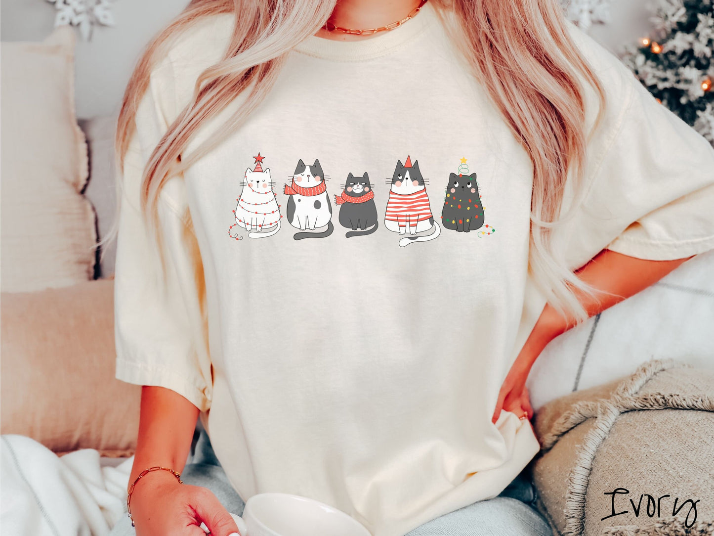 Comfort Colors Shirt, Christmas Cats, Funny Holiday Cats, Kitty Christmas, Cat Lovers Shirt, Cats in Santa Hats Tee, Retro Christmas