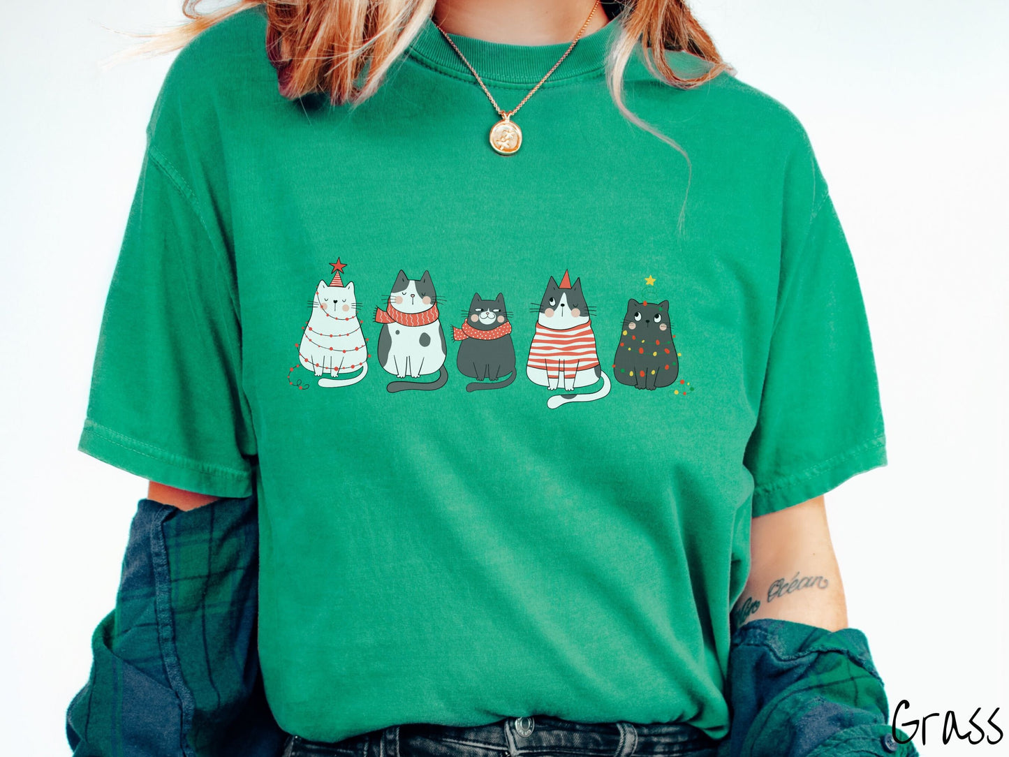 Comfort Colors Shirt, Christmas Cats, Funny Holiday Cats, Kitty Christmas, Cat Lovers Shirt, Cats in Santa Hats Tee, Retro Christmas