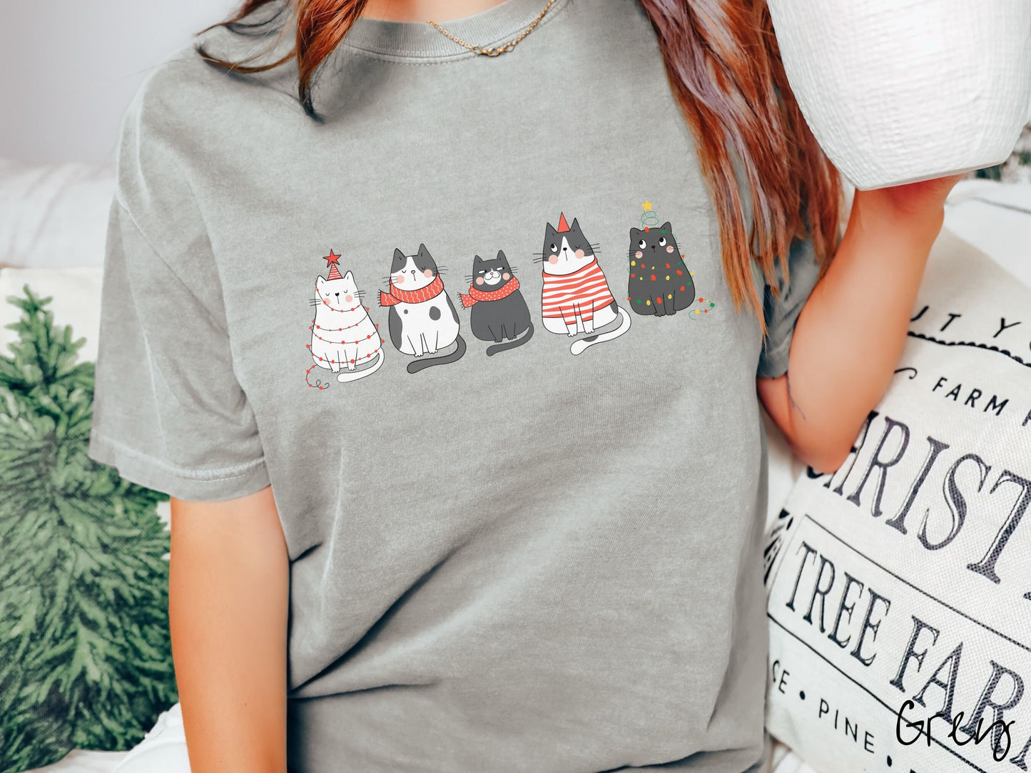 Comfort Colors Shirt, Christmas Cats, Funny Holiday Cats, Kitty Christmas, Cat Lovers Shirt, Cats in Santa Hats Tee, Retro Christmas