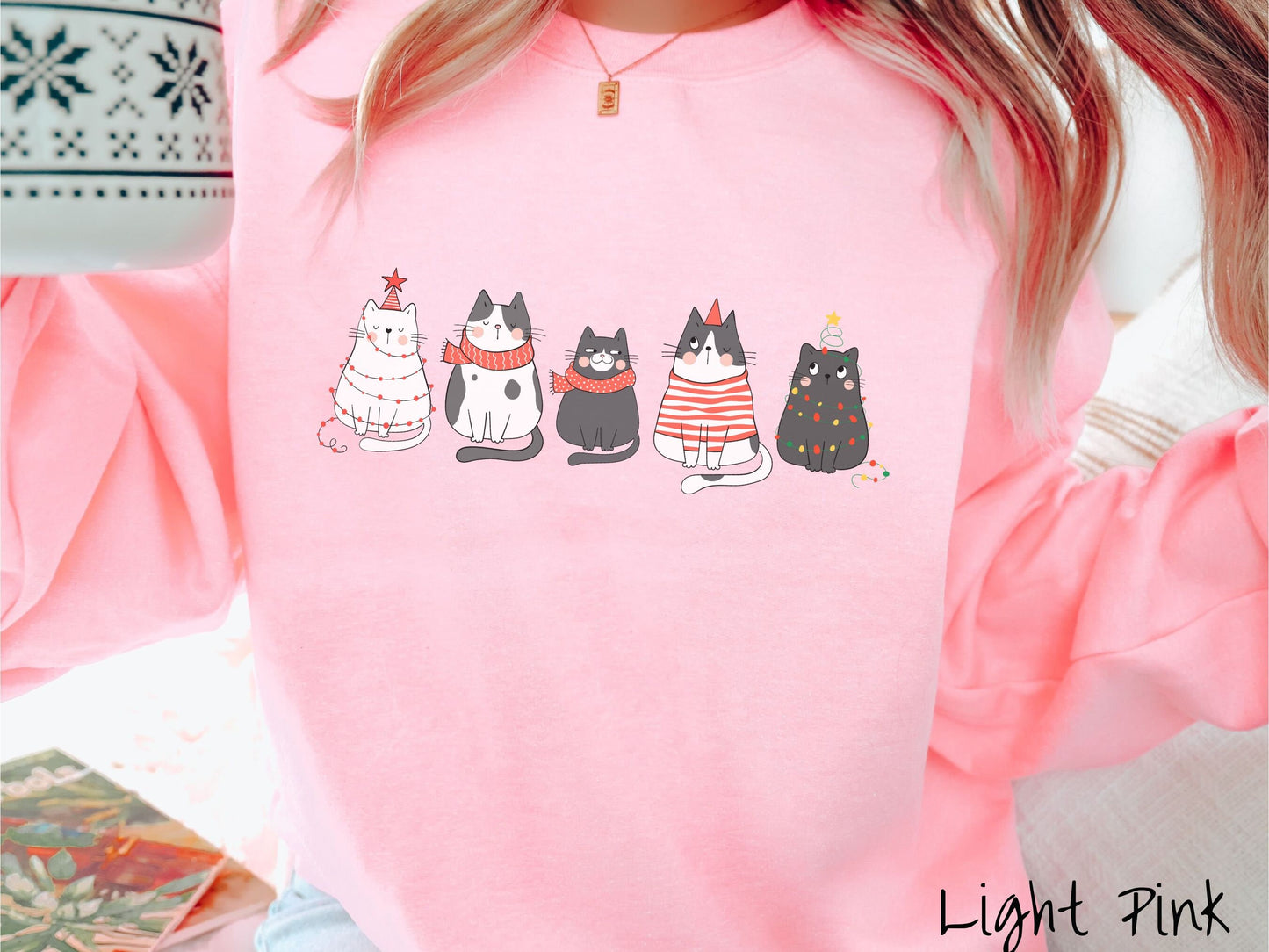 Cat Christmas Sweatshirt, Funny Festive Cats, Cat Lover Gift, Cat Gift, Holiday Cats, Cat Owner Gift, Christmas Lights Cats, Fat Cats