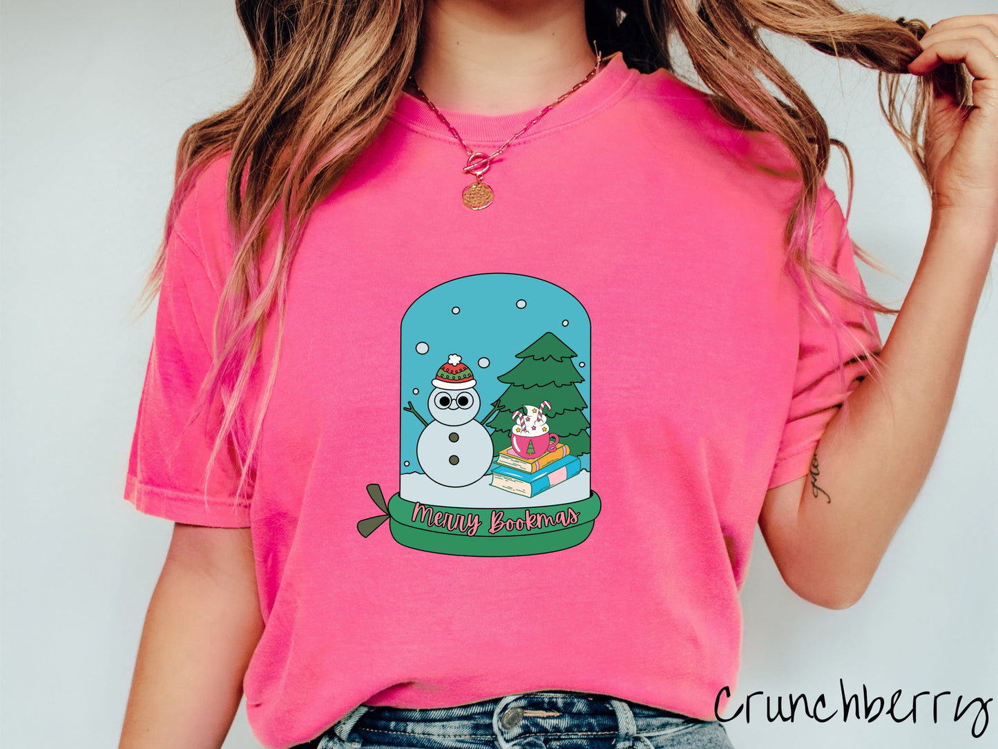 Comfort Colors Shirt, Merry Bookmas Shirt, Bookish Christmas Shirt, Book Lovers Holiday Tee, Retro Book Tee, Snowman Book, Coffee Shirt