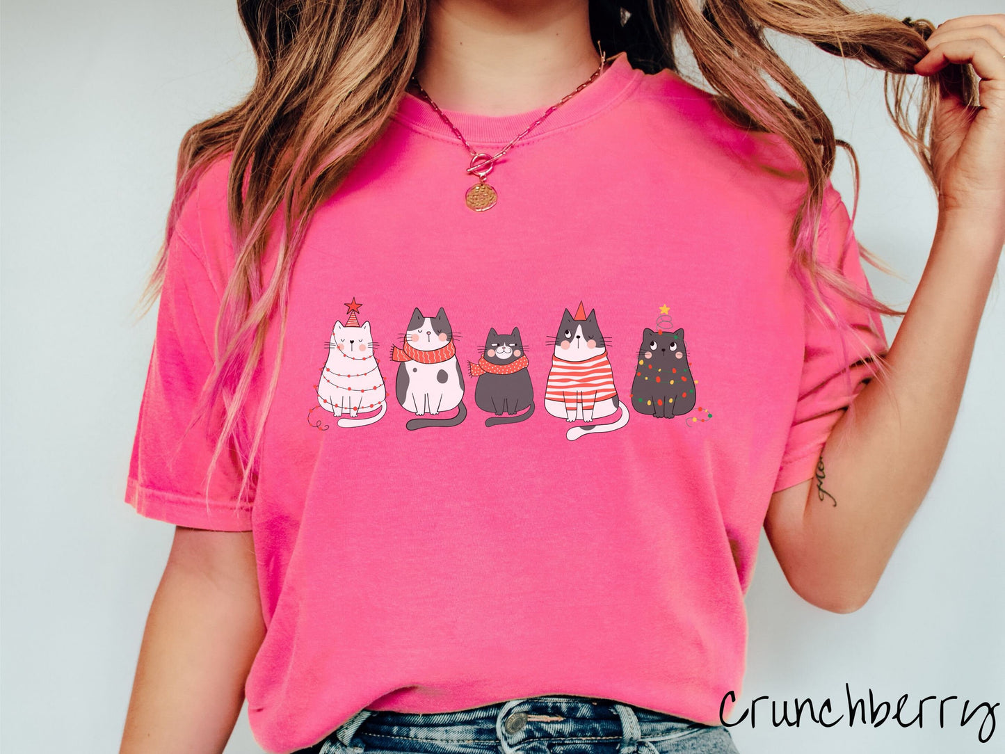 Comfort Colors Shirt, Christmas Cats, Funny Holiday Cats, Kitty Christmas, Cat Lovers Shirt, Cats in Santa Hats Tee, Retro Christmas