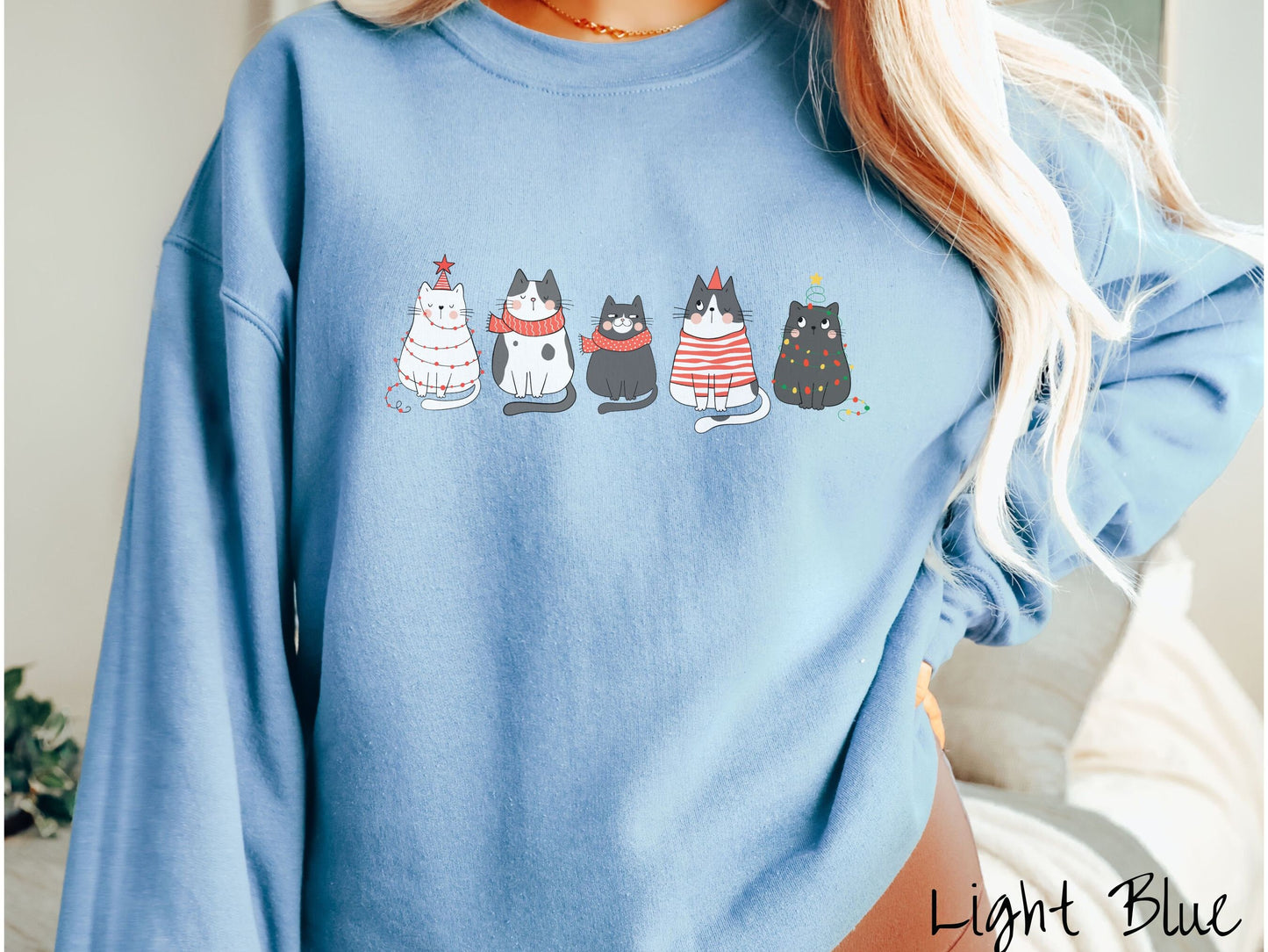 Cat Christmas Sweatshirt, Funny Festive Cats, Cat Lover Gift, Cat Gift, Holiday Cats, Cat Owner Gift, Christmas Lights Cats, Fat Cats