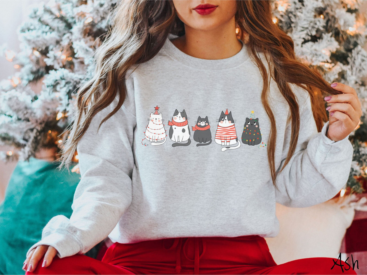 Cat Christmas Sweatshirt, Funny Festive Cats, Cat Lover Gift, Cat Gift, Holiday Cats, Cat Owner Gift, Christmas Lights Cats, Fat Cats