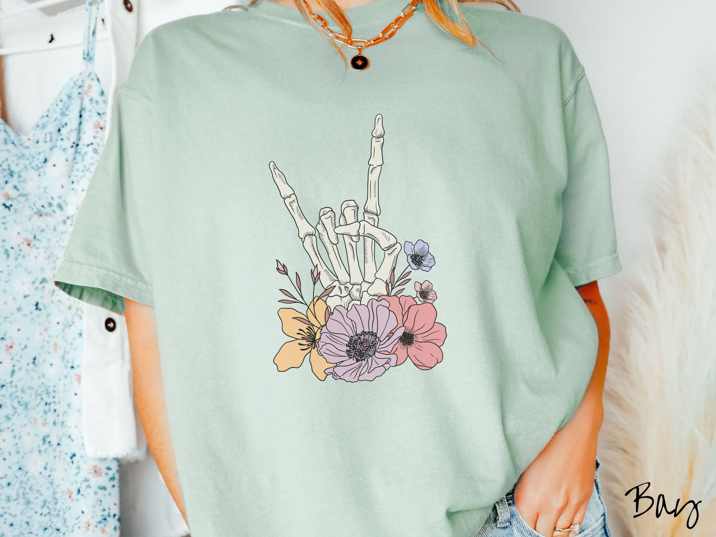 The Cozy Rocker Skeleton Shirt, Gift This Floral Shirt To Your Favorite Rockstar