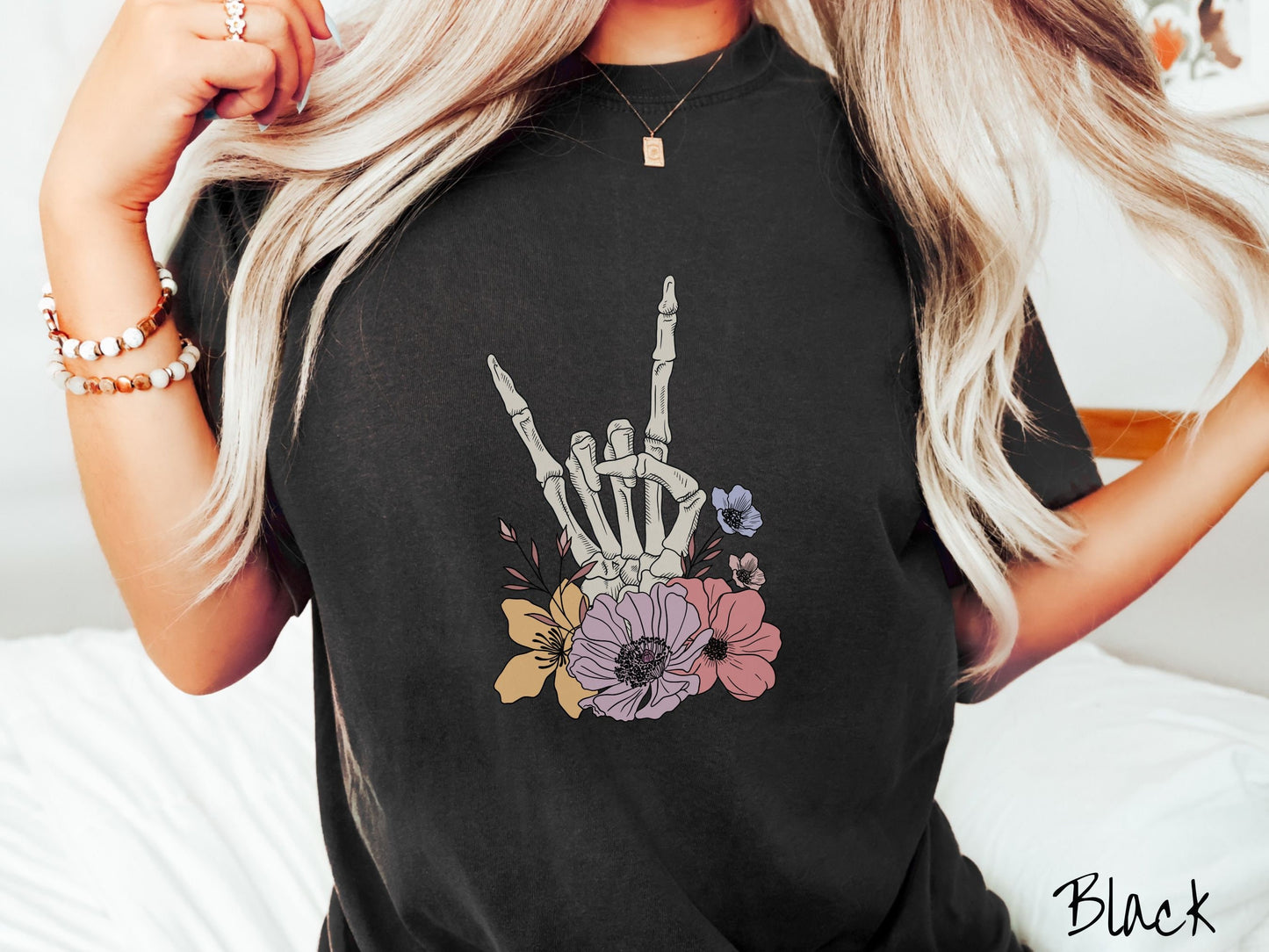 The Cozy Rocker Skeleton Shirt, Gift This Floral Shirt To Your Favorite Rockstar