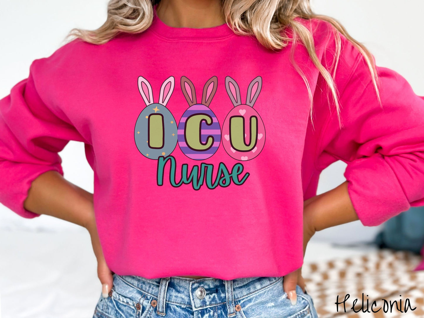 The Easter ICU Nurse Sweatshirt, Gift this Easter Sweater to your Intensive Care Unit Friends!