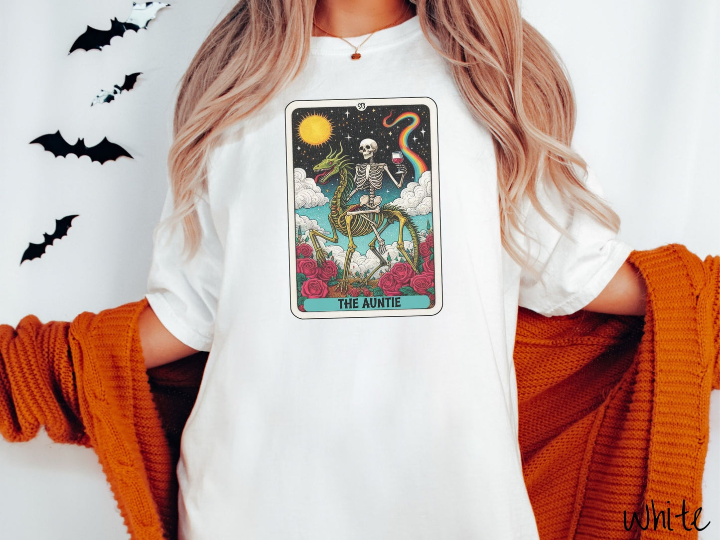 The Auntie Skeleton Horse Riding Auntie Comfort Colors Shirt, Gift This to the Wine Loving Aunt of the Family!